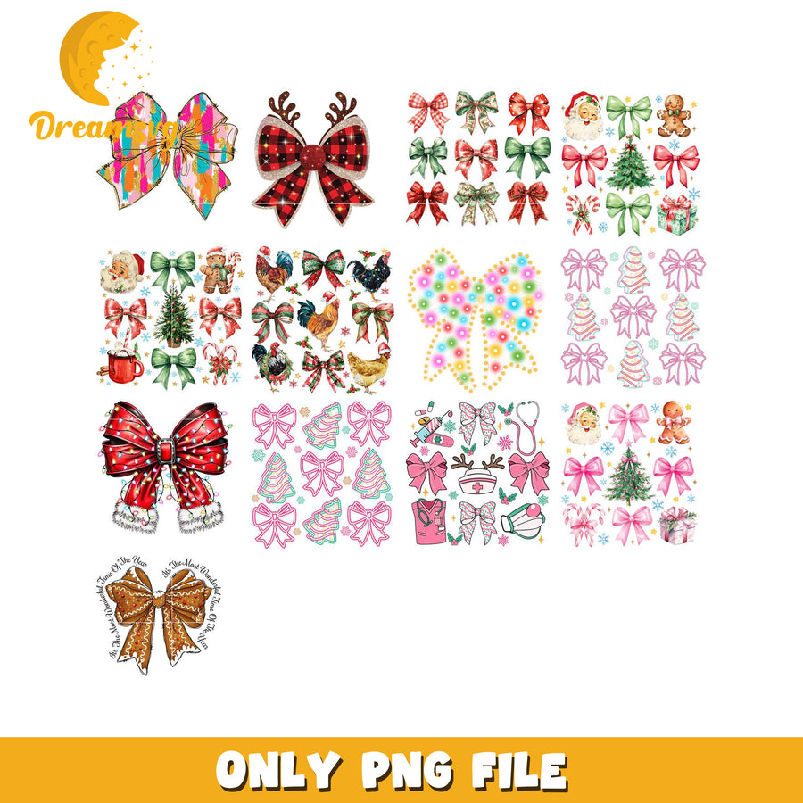Christmas Bow PNG Bundle Designs