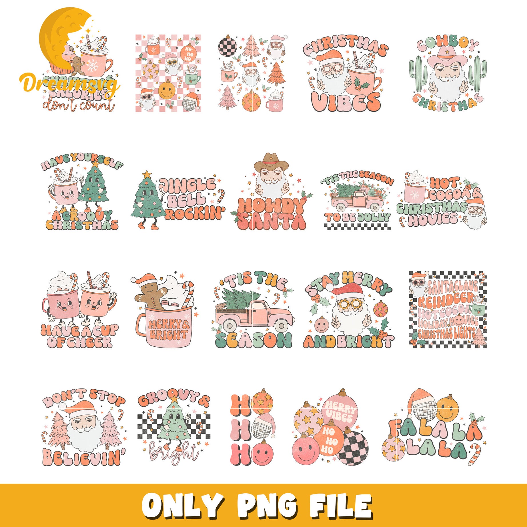 Jingle bell rockin christmas bundle png, christmas tree png​