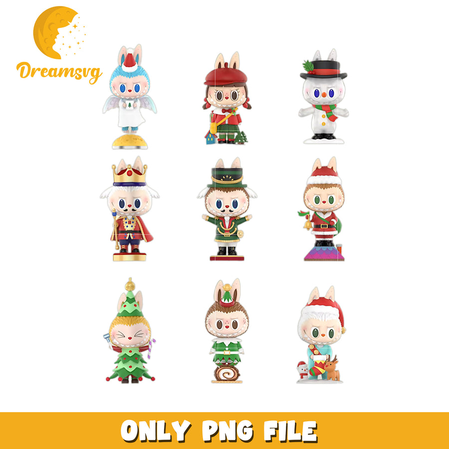 Christmas Bunny PNG, Cute Holiday Figures, Digital Download
