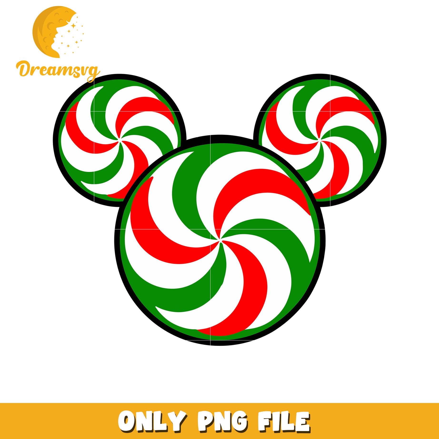Christmas Candy Cane Mickey PNG