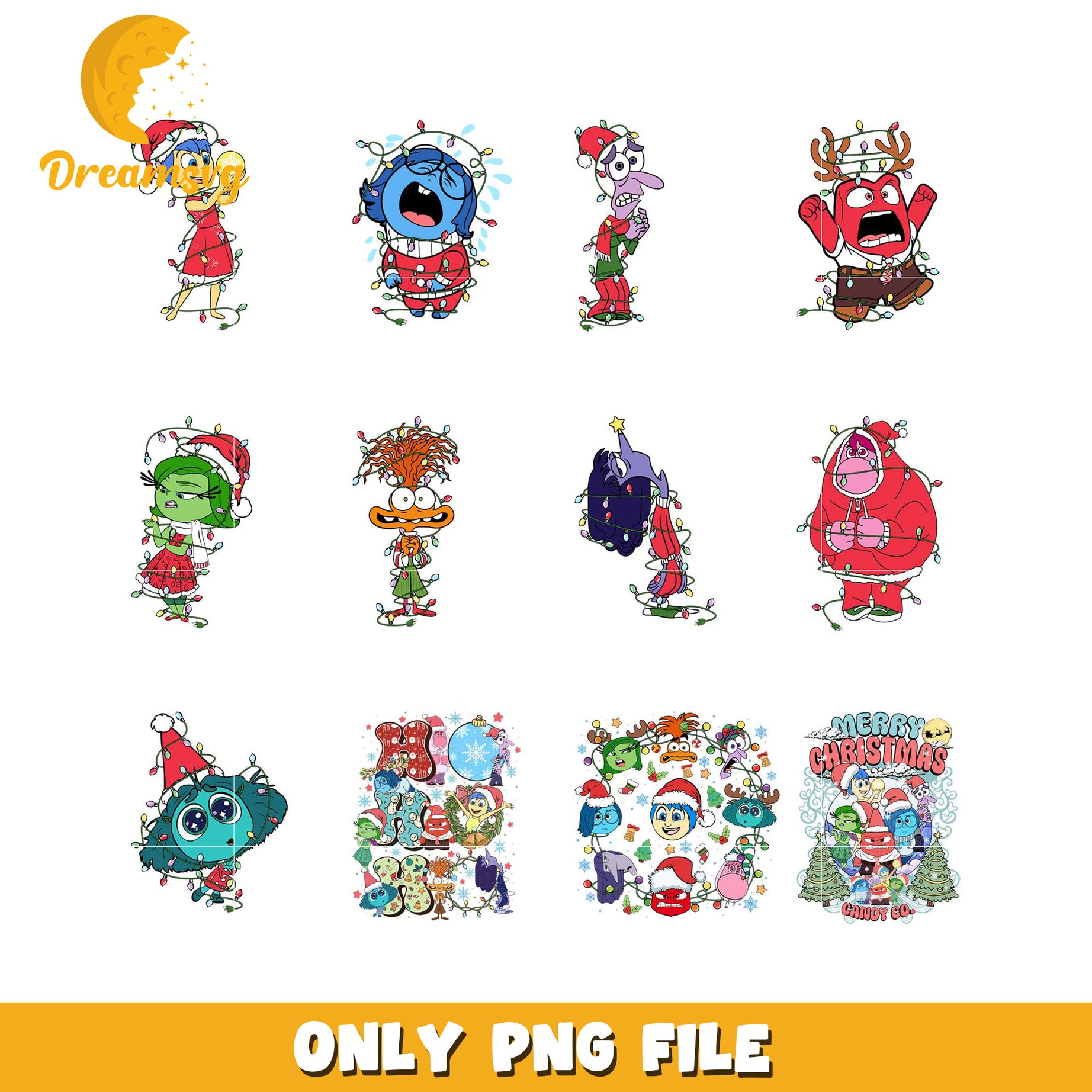 Christmas Cartoon Characters PNG Bundle for Crafts Design