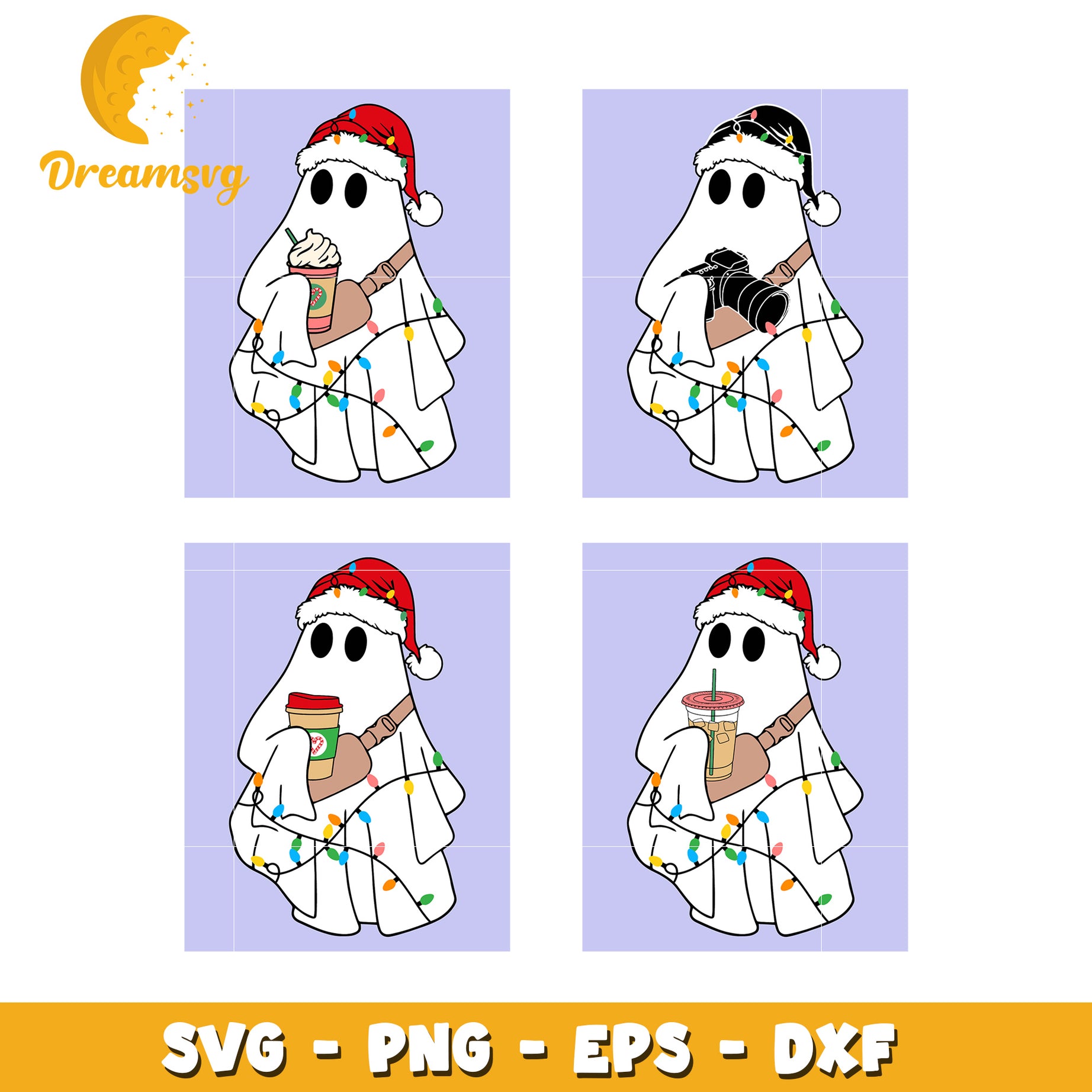 Christmas Ghost SVG Bundle PNG EPS DXF