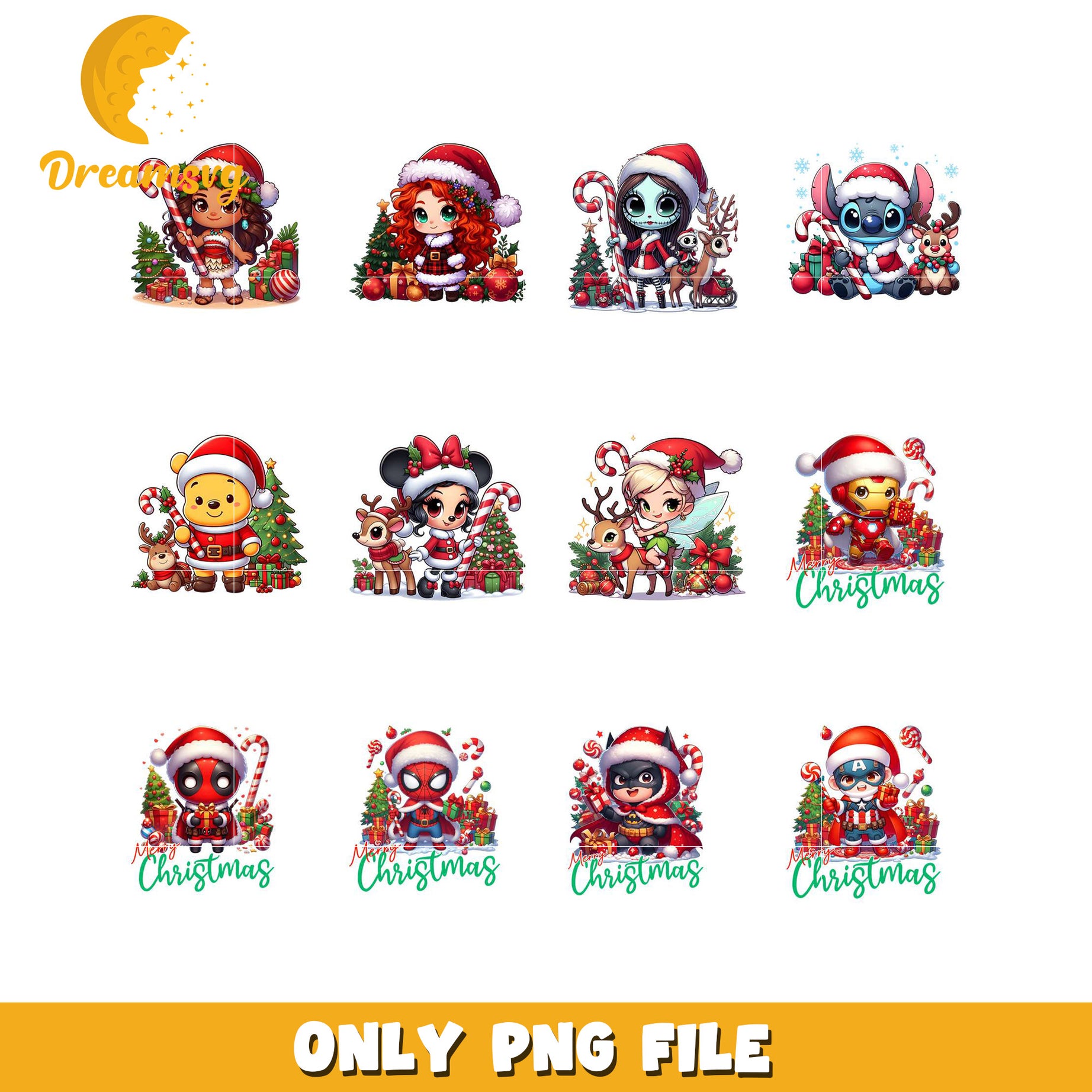 Christmas Kawaii Character PNG Bundle