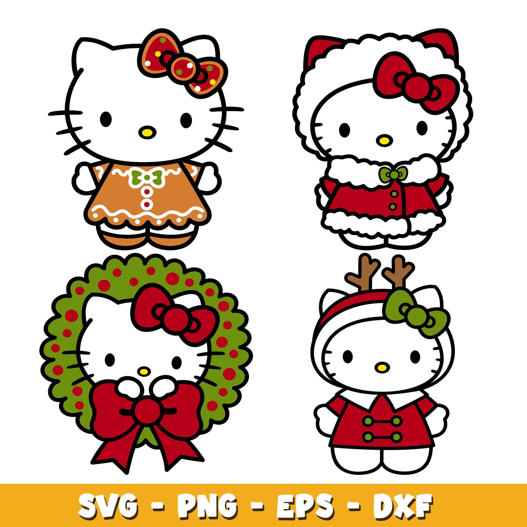 Hello Kitty Christmas svg, Hello Kitty bundle svg, Cartoon svg 