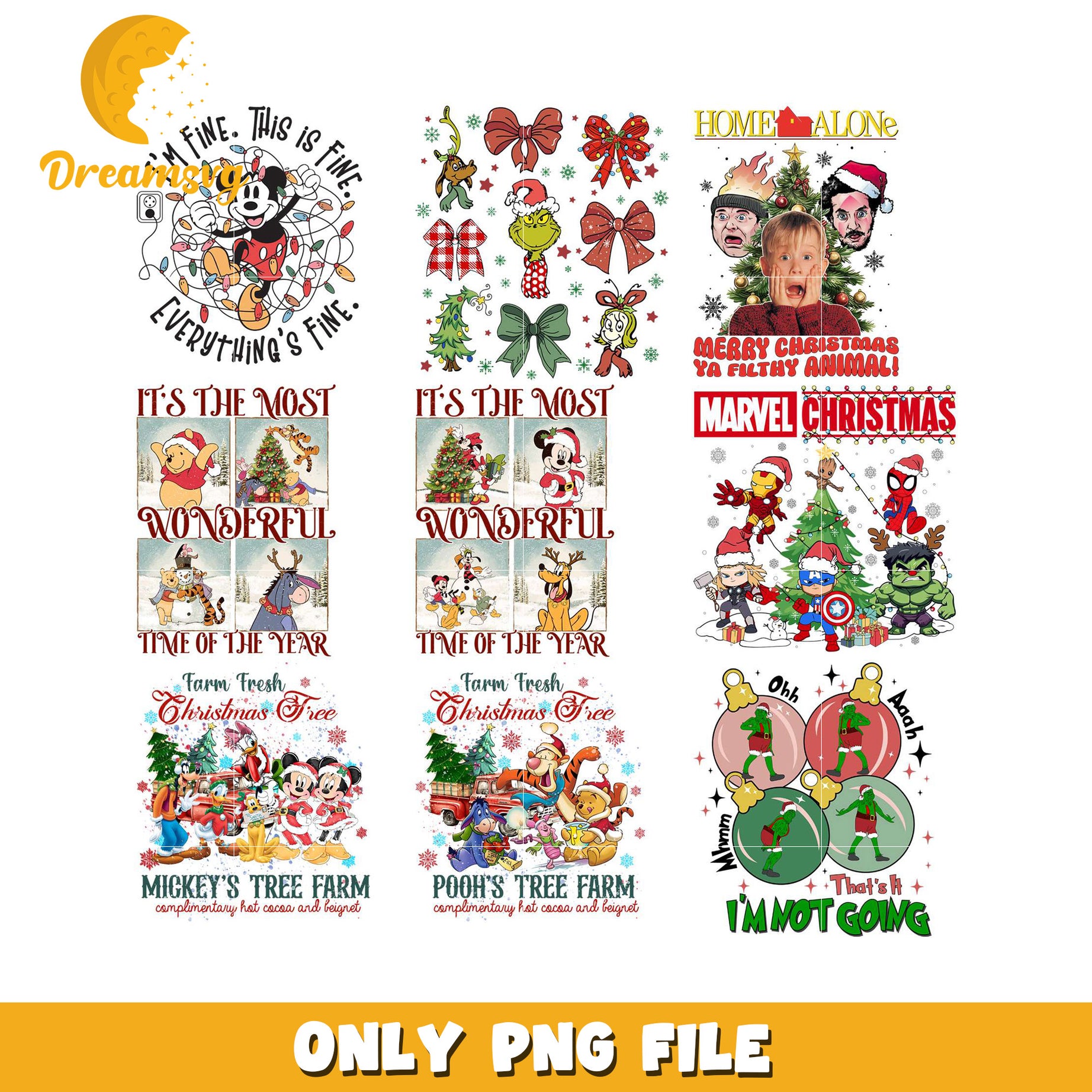 Christmas PNG Bundle Disney, Marvel, More