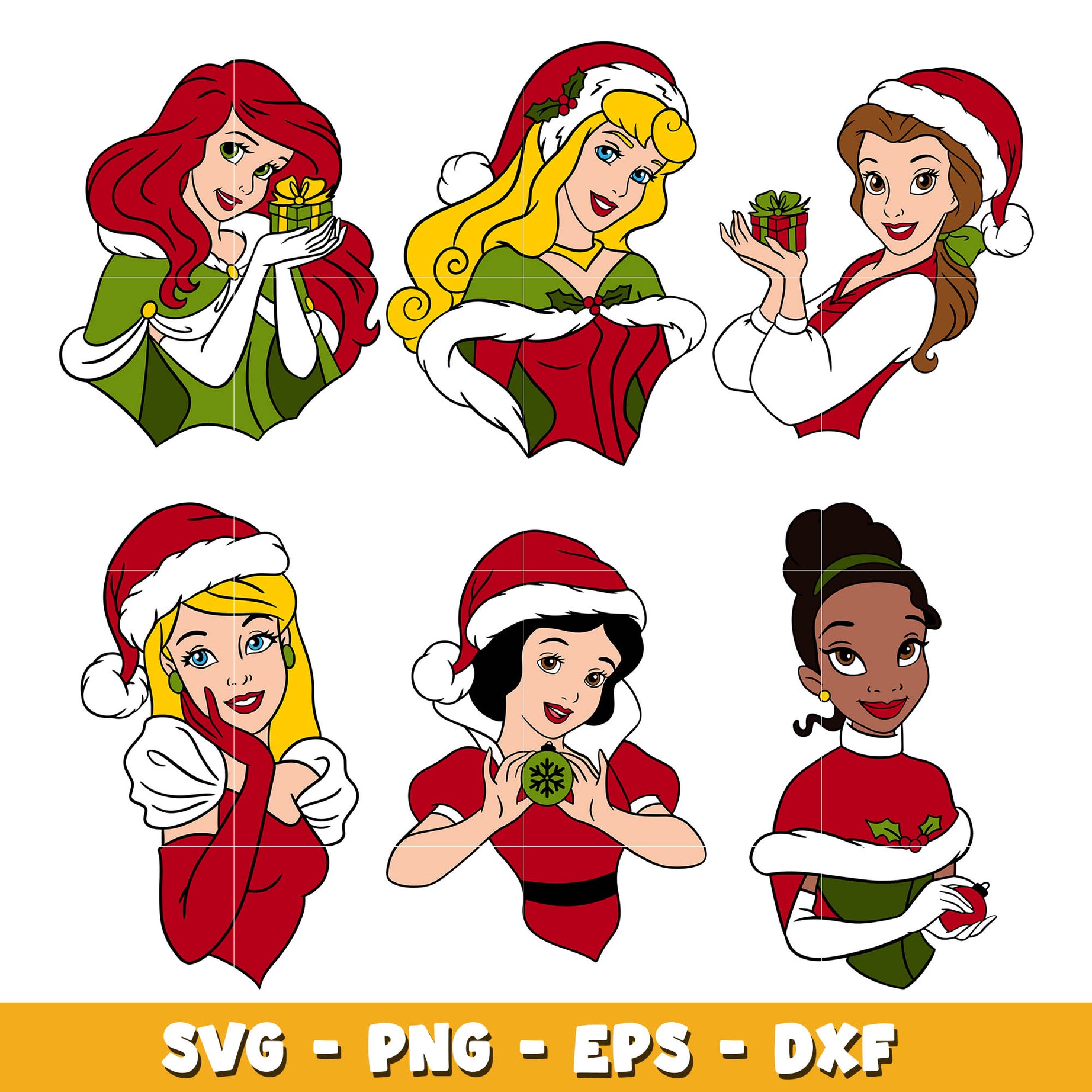 Disney princesss chrismas svg bundle, Disney princess svg, Disney svg