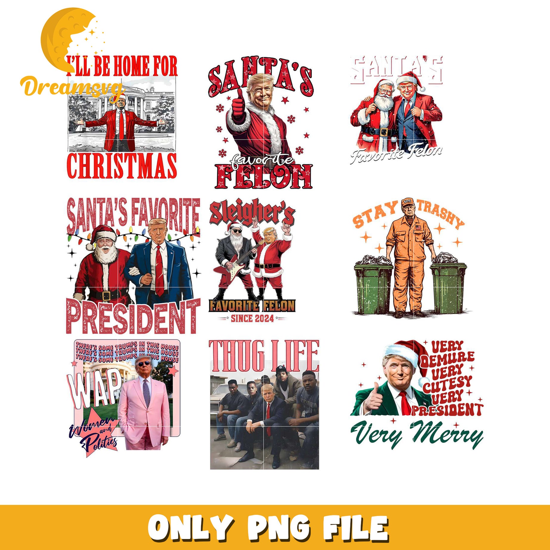 Christmas Trump PNG Bundle Designs