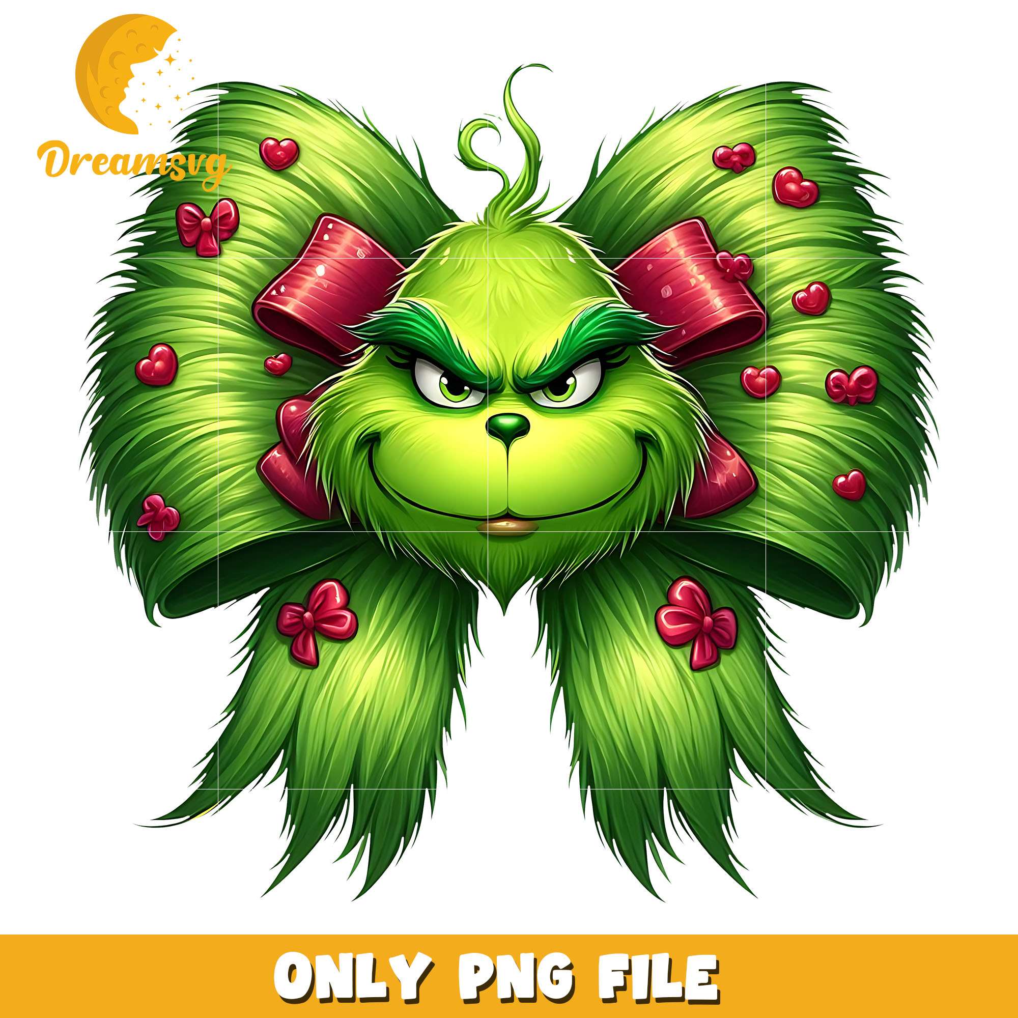 Christmas bow grinch face png, christmas bow png, christmas png