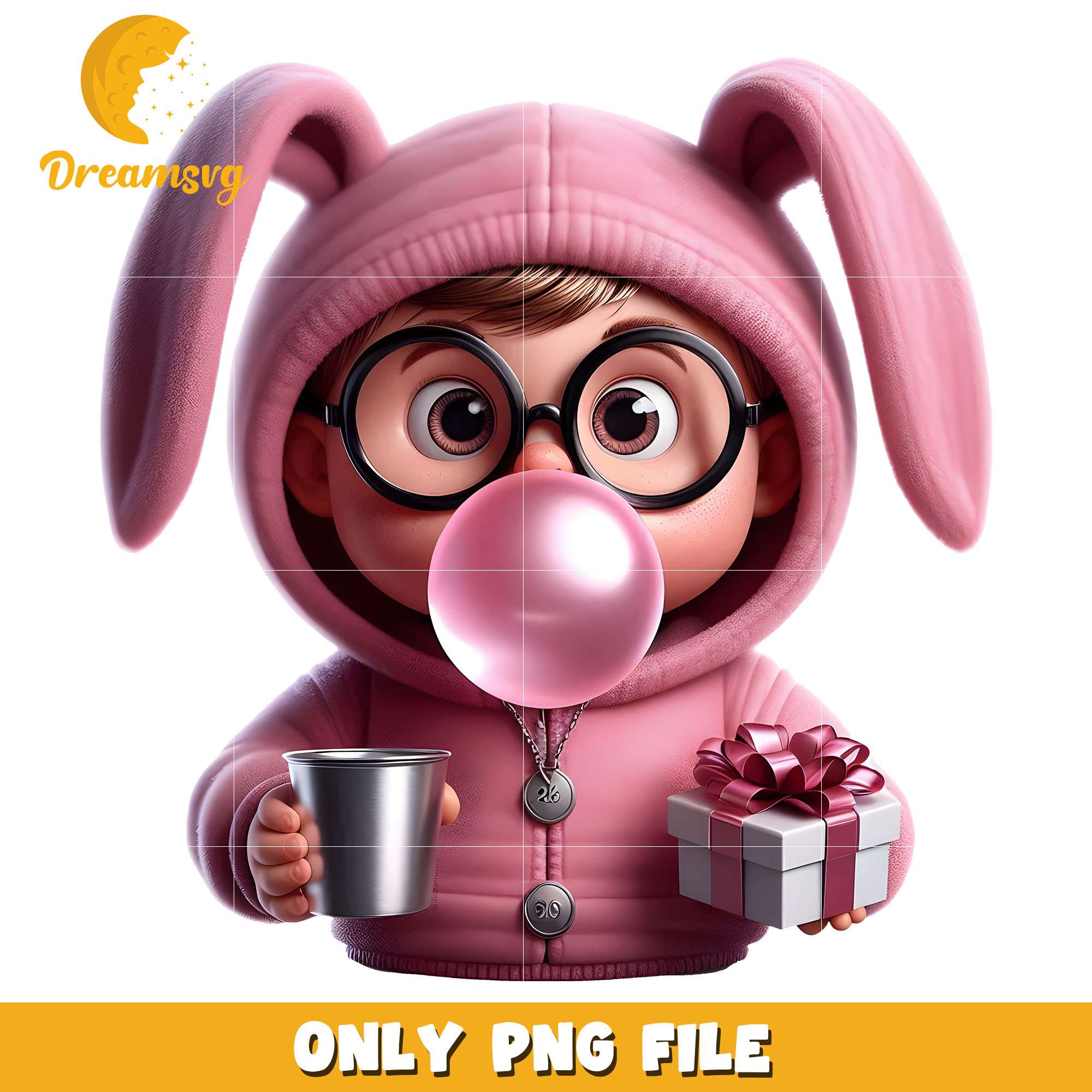 Christmas bunny boy chew gum png, bunny png, christmas png