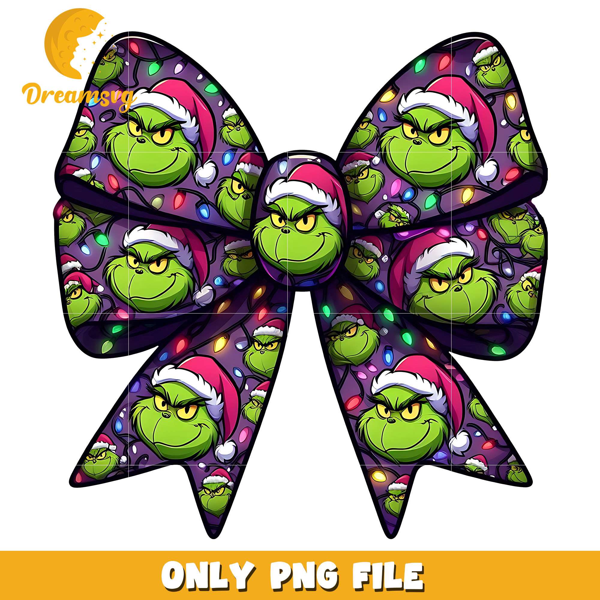 Christmas purple bow and grinch png, christmas ribbon png, christmas png