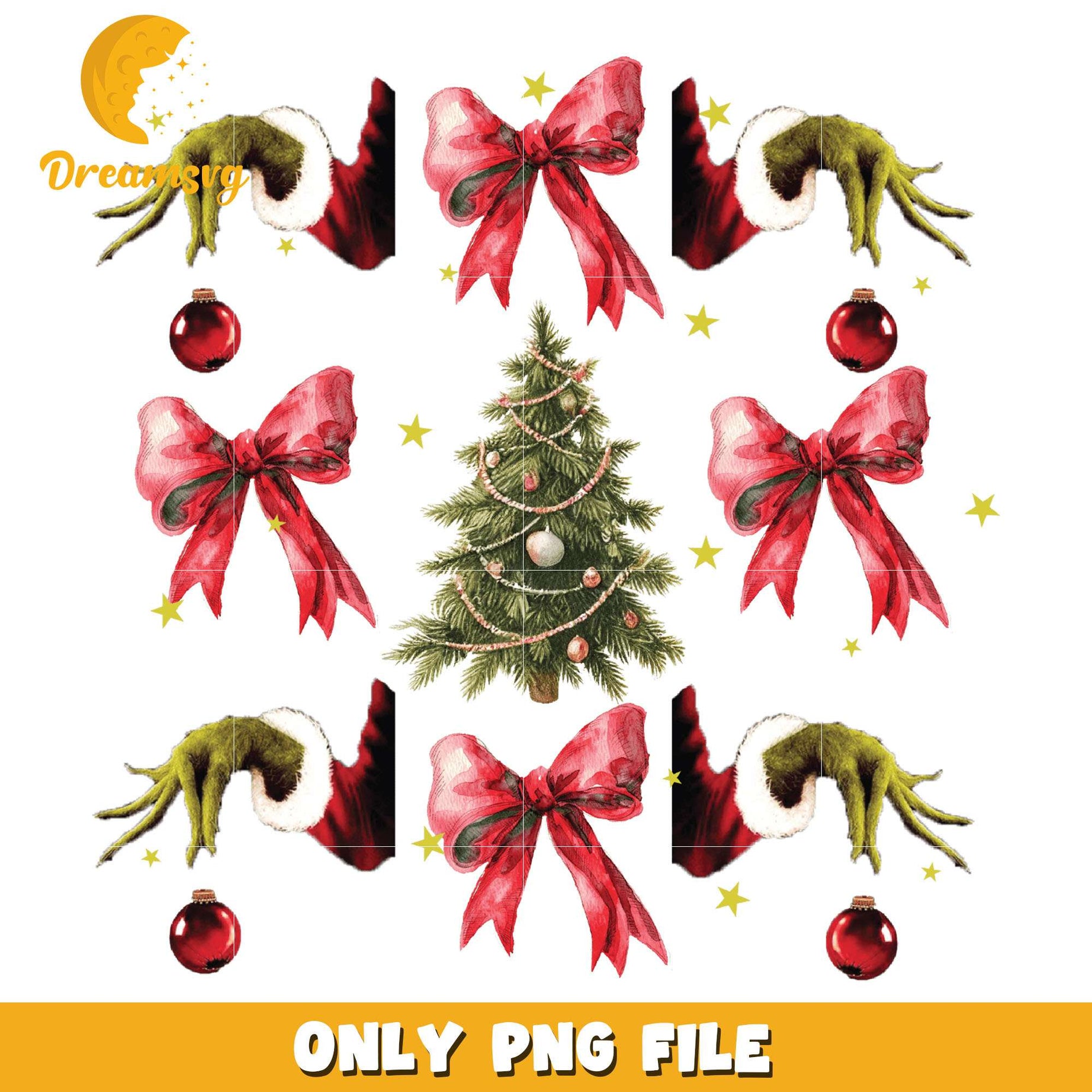 Christmas tree and vintage bow png, vintage png, christmas png