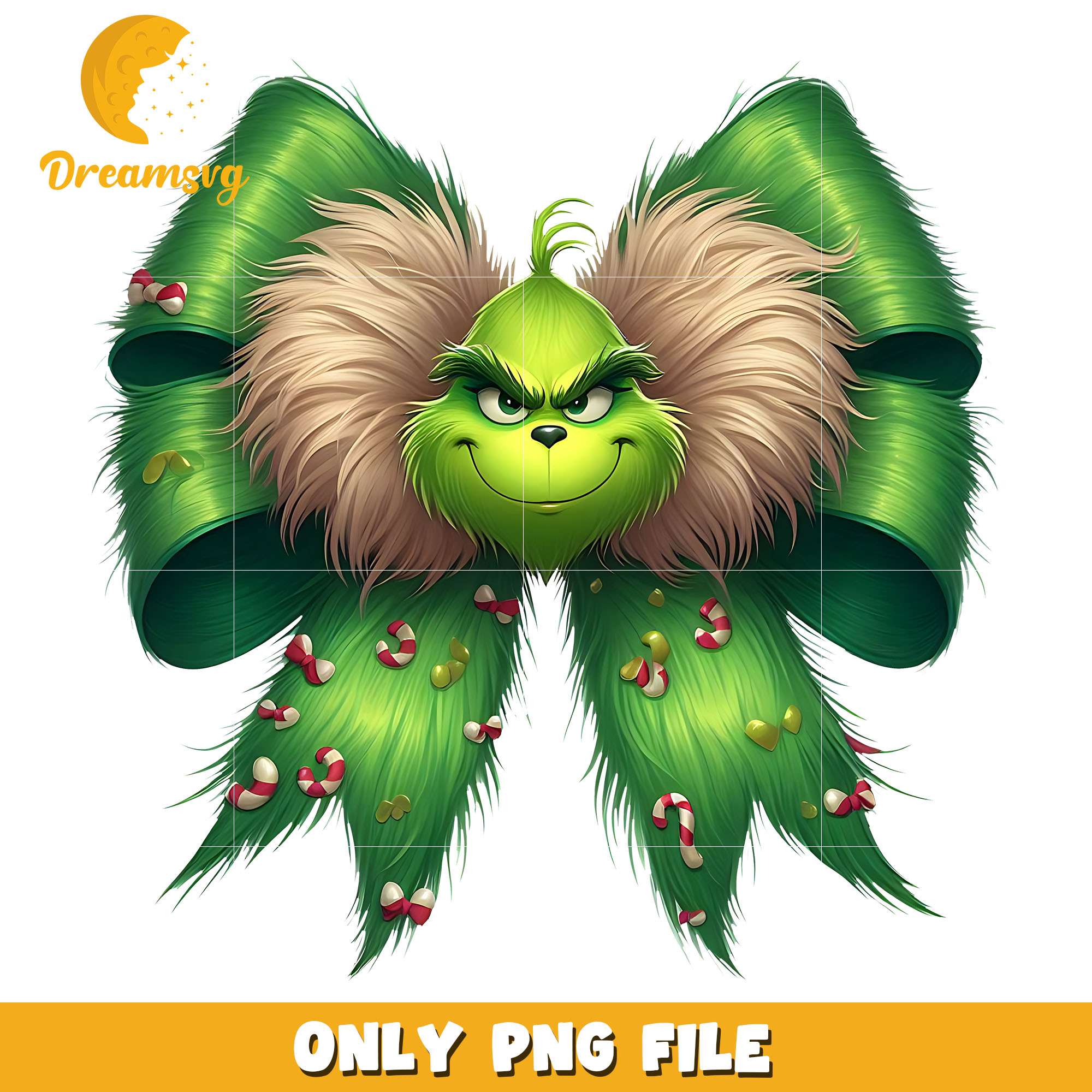 Christmas vintage bow grinch png, christmas ribbon png, christmas png