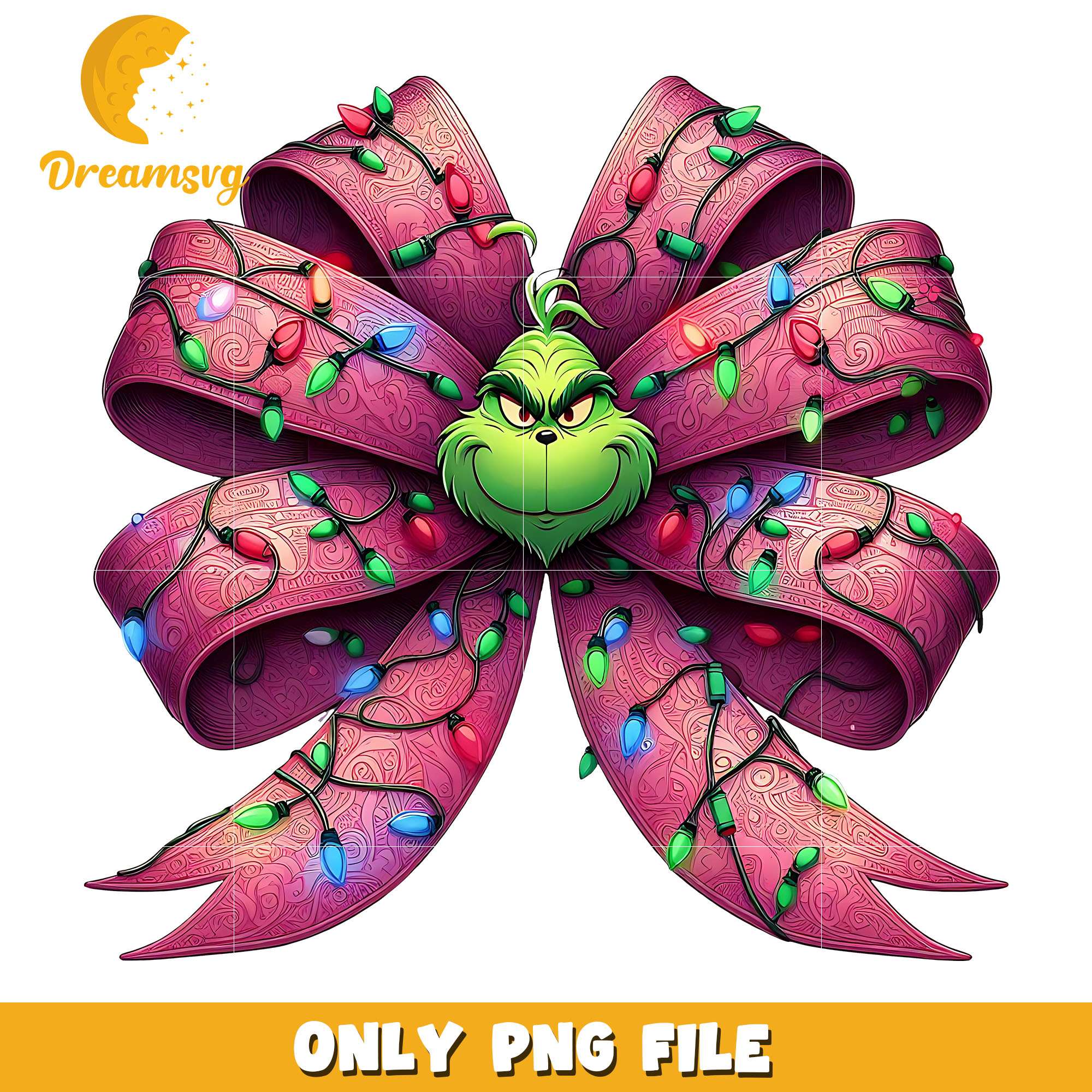 Christmas vintage pink bow grinch png, christmas bow png, christmas png