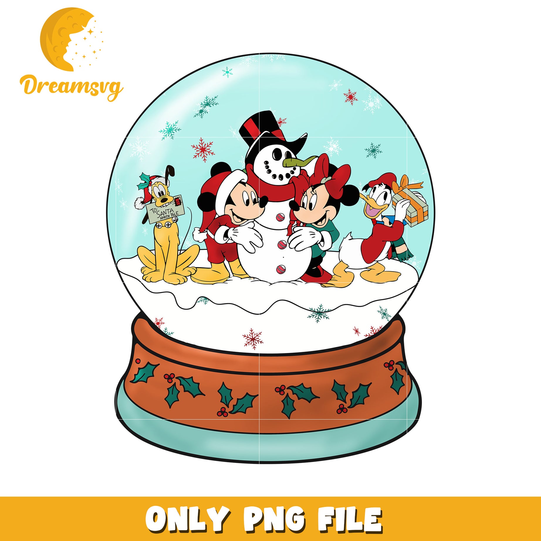 Christmas ball png, disney christmas art png, disney festive mood png