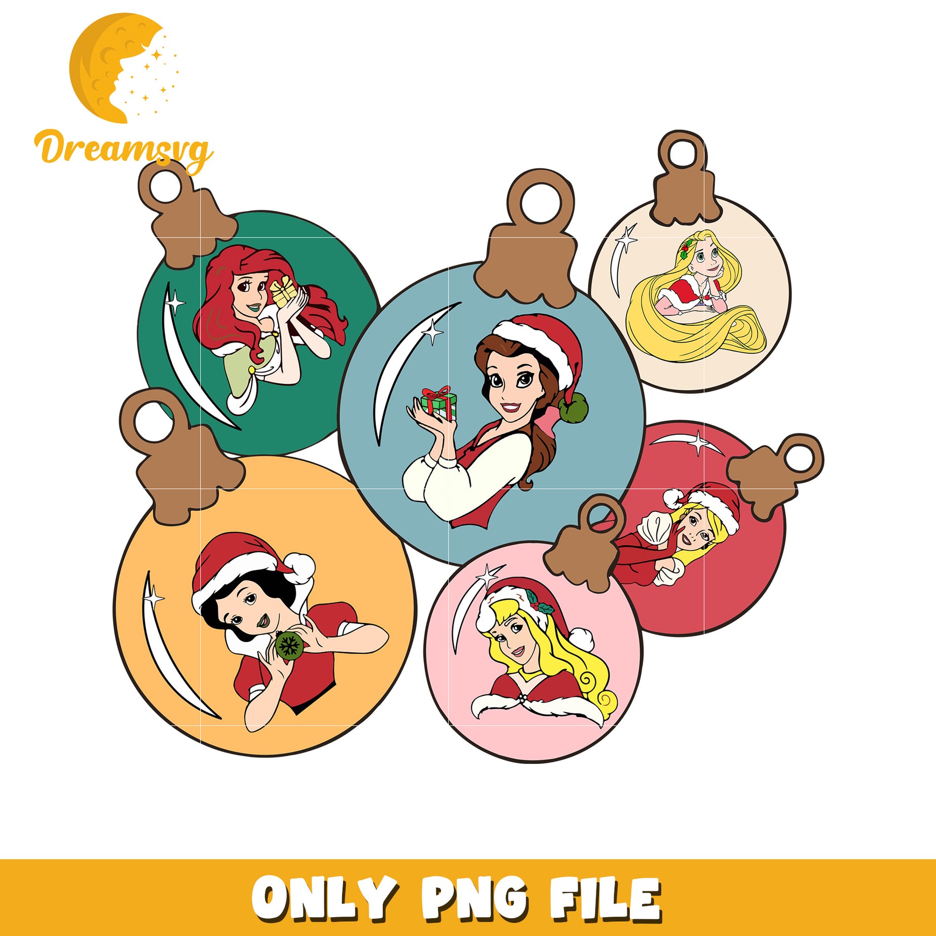 Christmas ball princess png, disney christmas art png, disney festive mood png