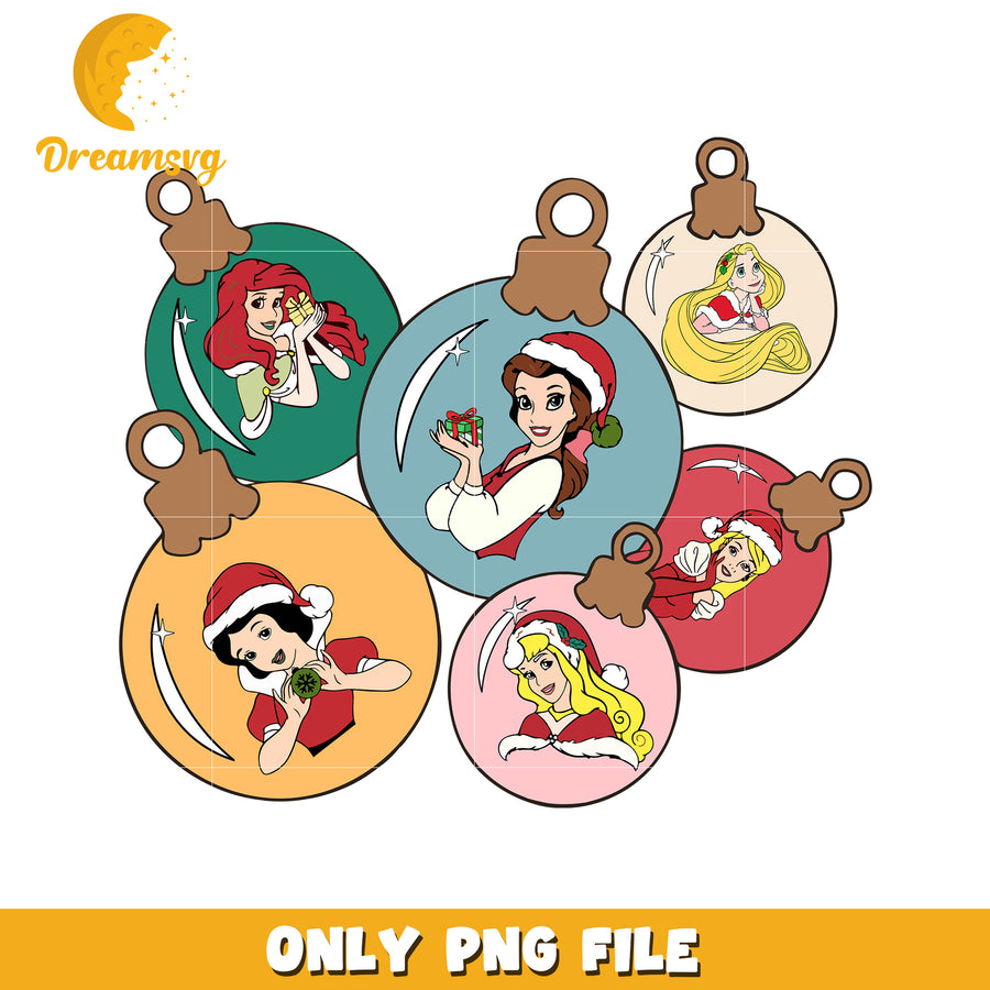 Christmas ball princess png, disney christmas art png, disney festive mood png
