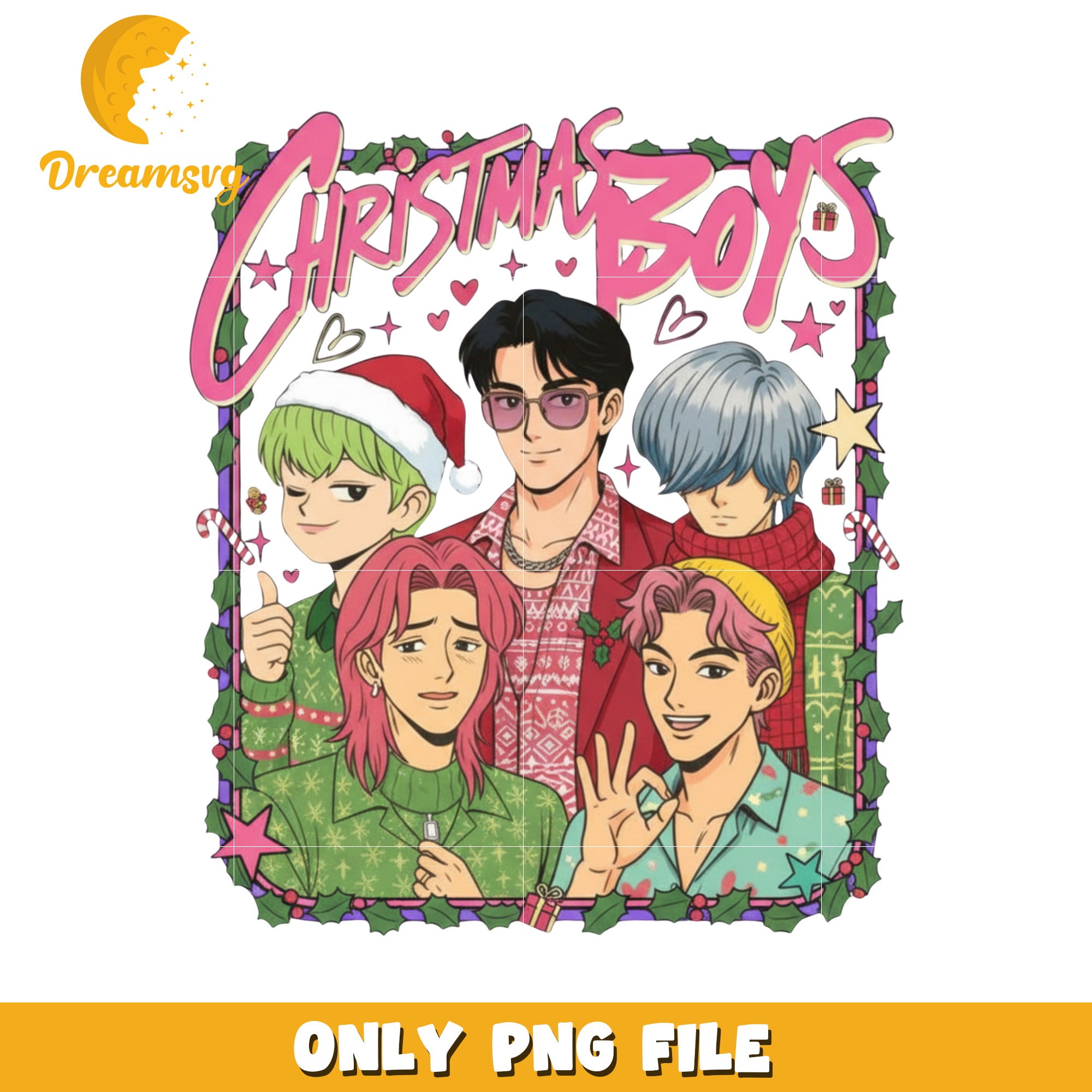Christmas boys png, christmas lights​ png, kpop demon hunters png
