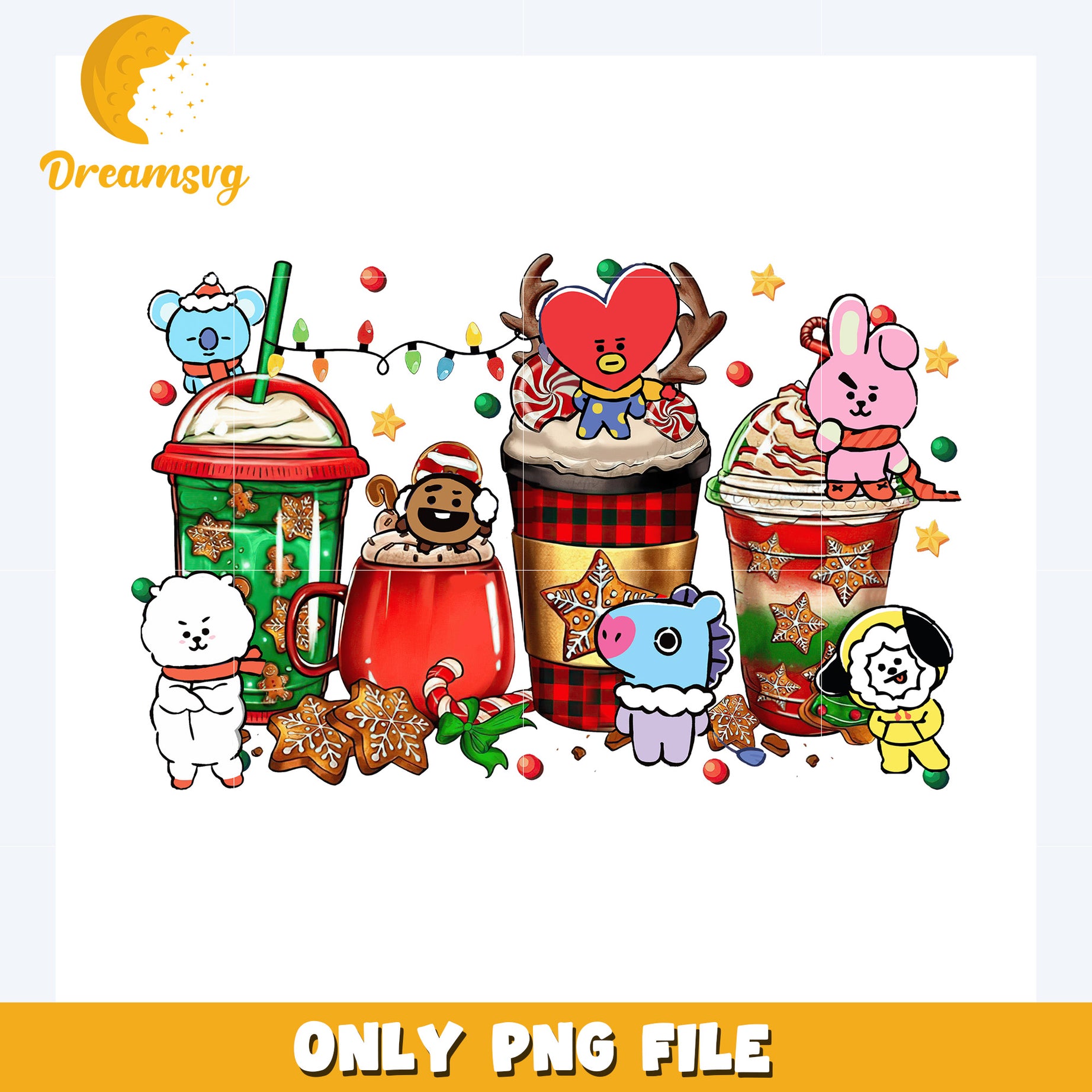 Christmas bts bt21 mascot png, bt21​ png, bt21 plushies​ png