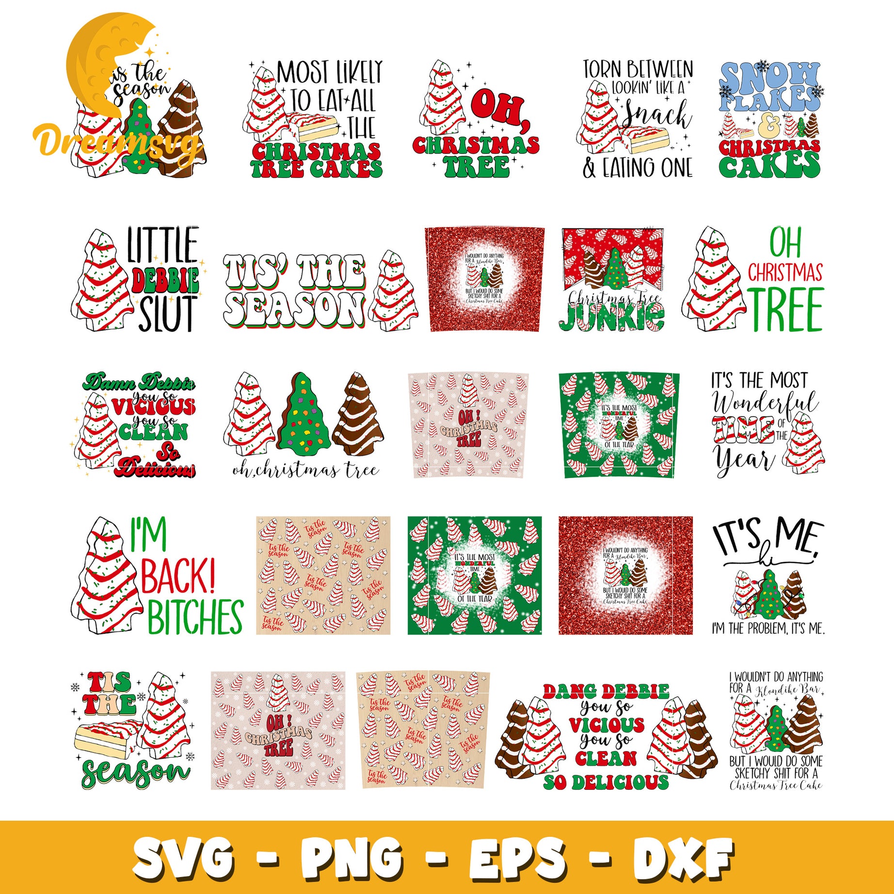 Christmas tree cakes design bundle svg, chrismas tree​ svg