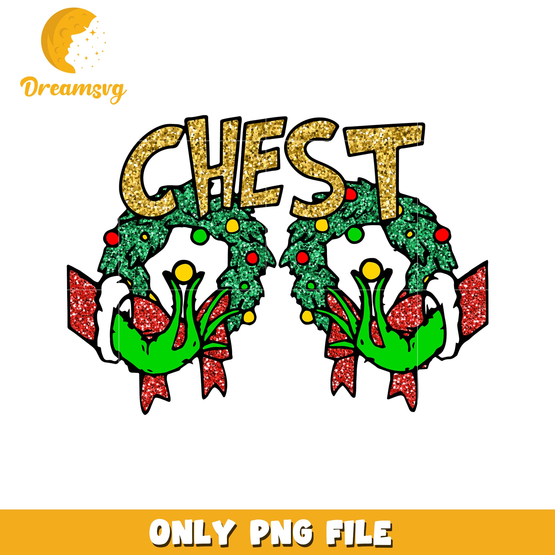 Christmas chest png, christmas decor png, grinch smile png