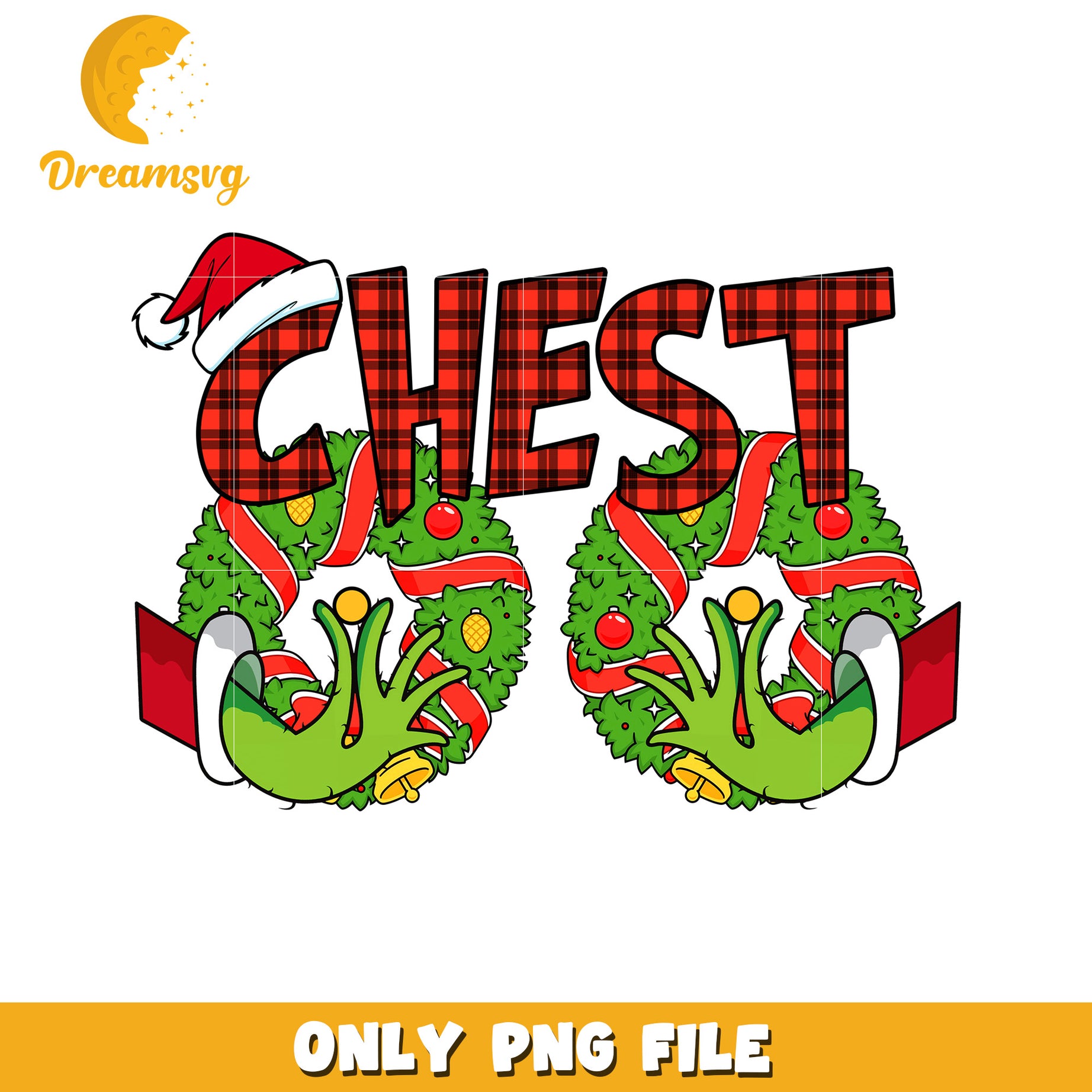 Christmas chest png, spirit christmas png, grinchy png