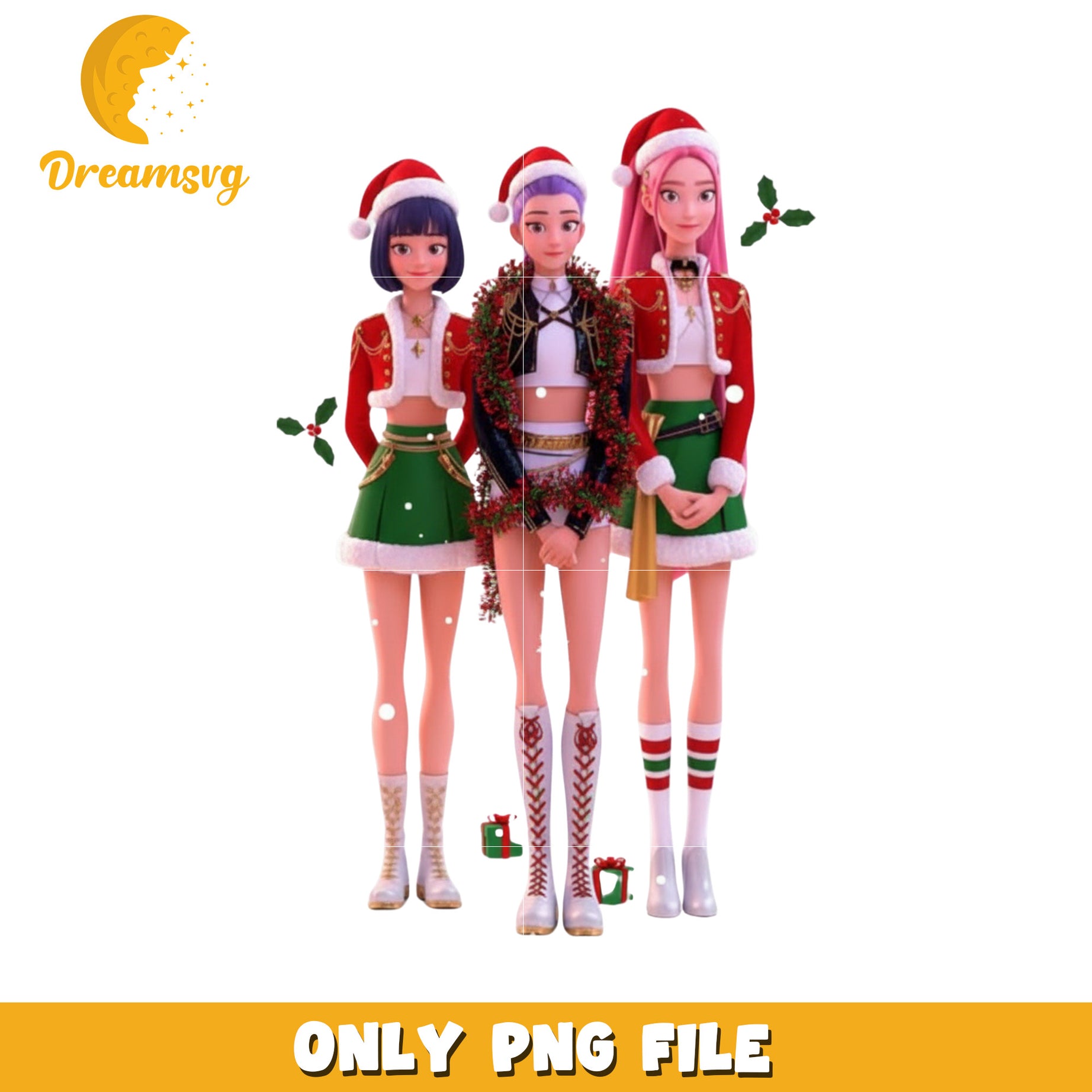 Christmas costume huntrix png, spirit christmas​​ png, huntrix christmas png