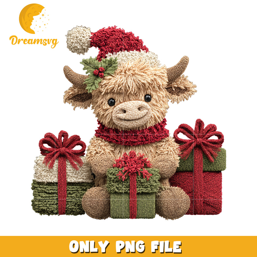 Christmas cow png, christmas cookies​​​ png, yarn art png