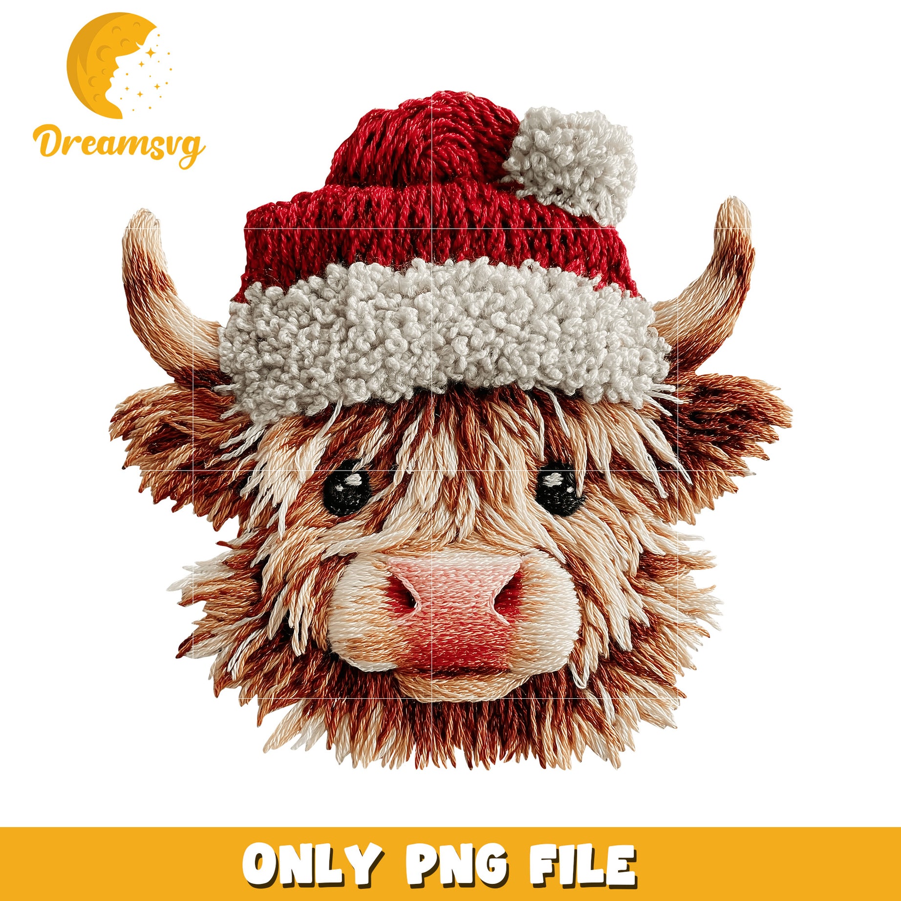 Christmas cow png, christmas design​​​ png, knitted art png