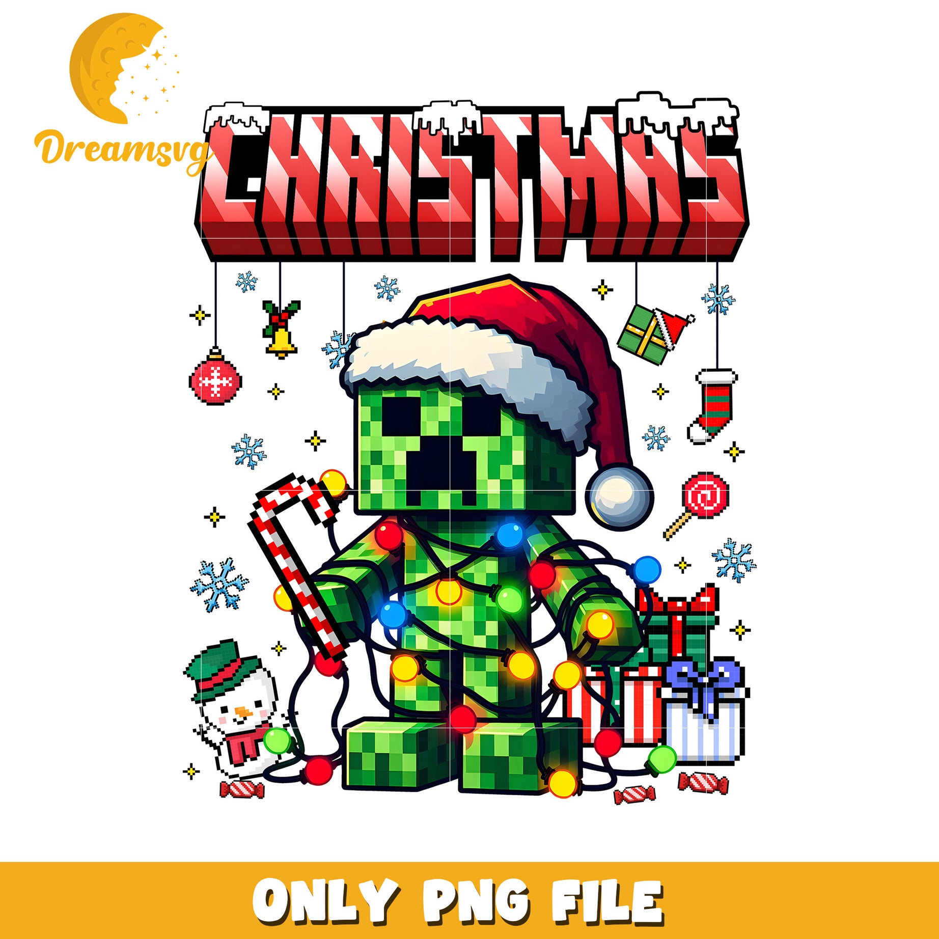 Christmas creeper png, christmas wreath png, minecraft png
