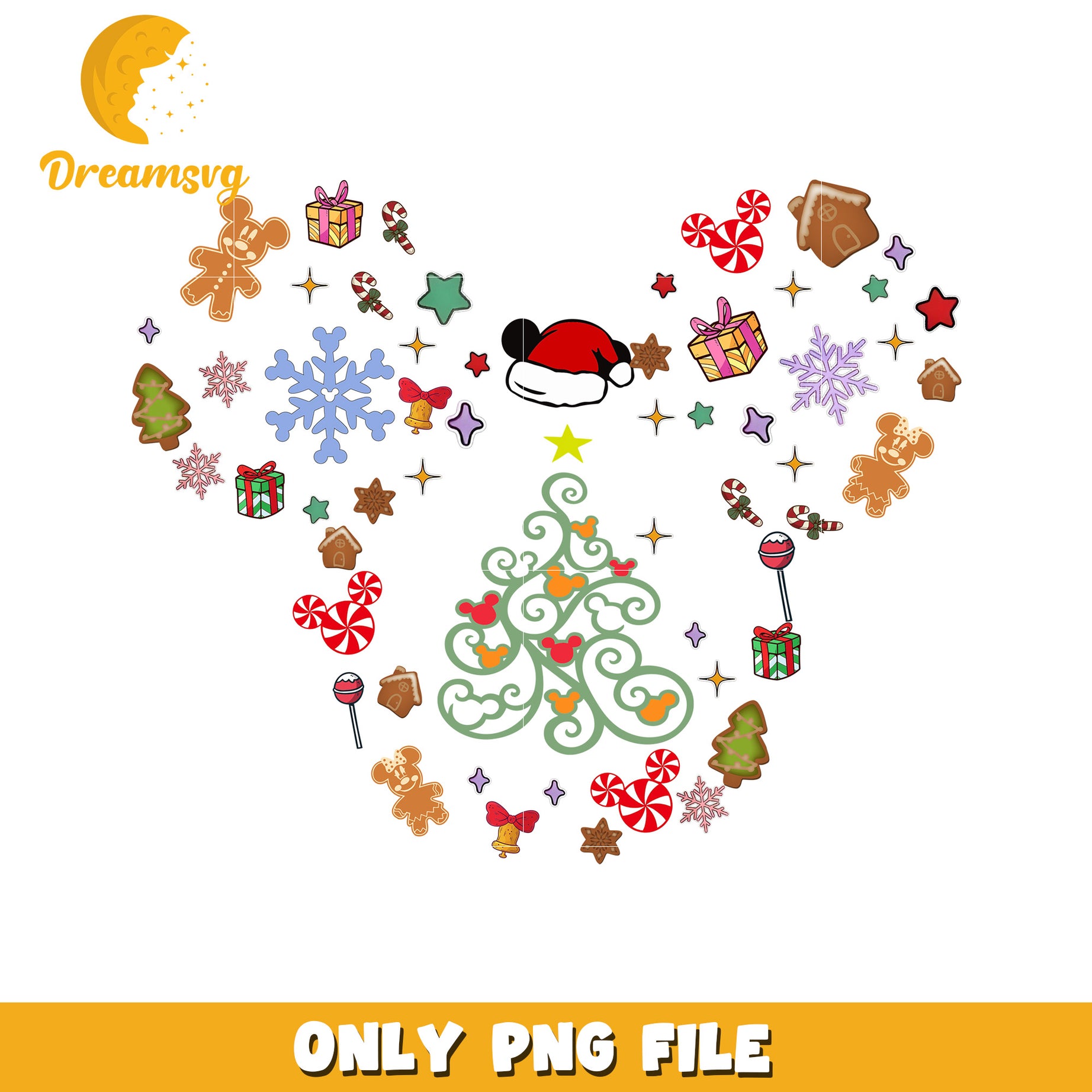 Christmas design png, disney christmas art png, disney festive mood png