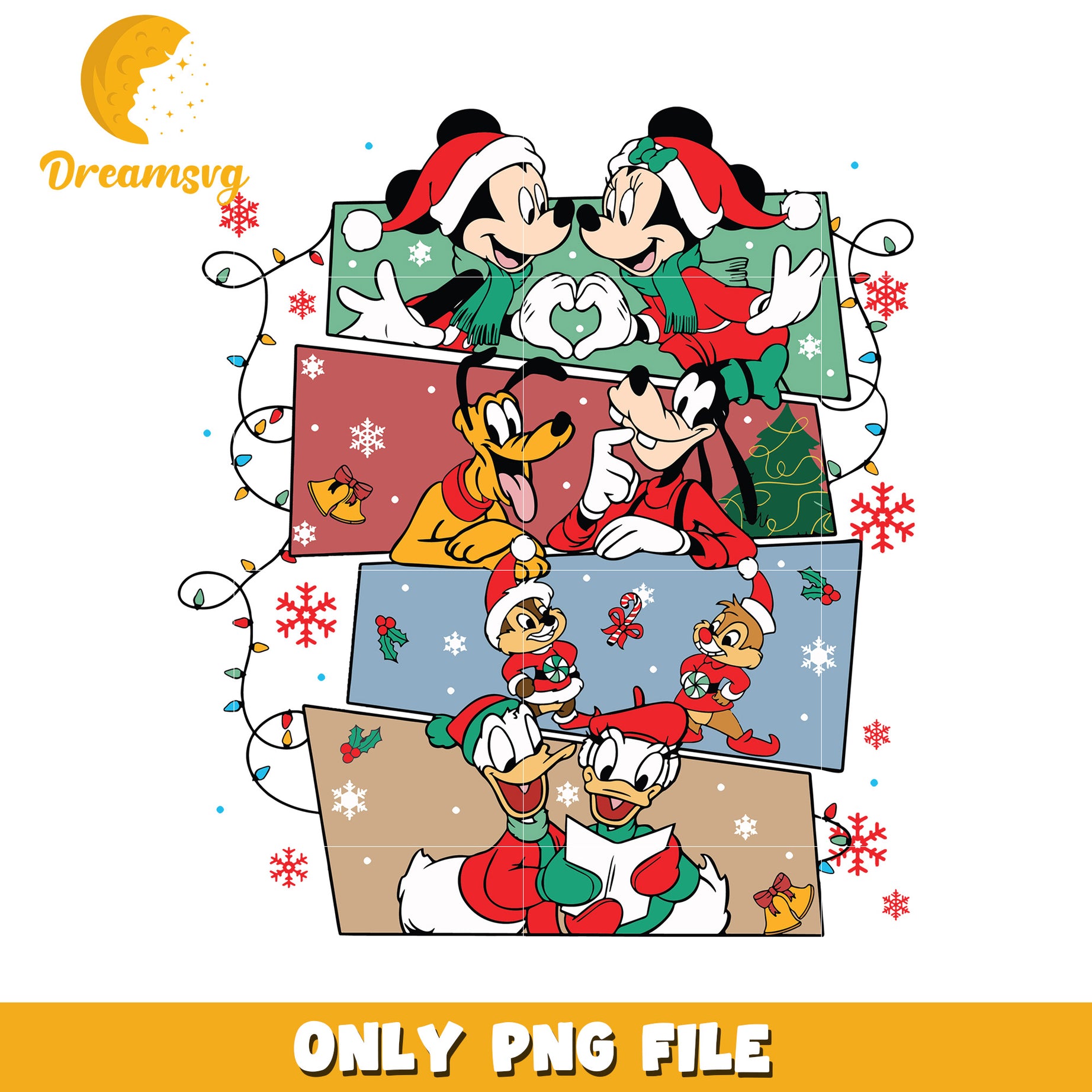 Christmas disney characters png, disney friends png, christmas cartoon png