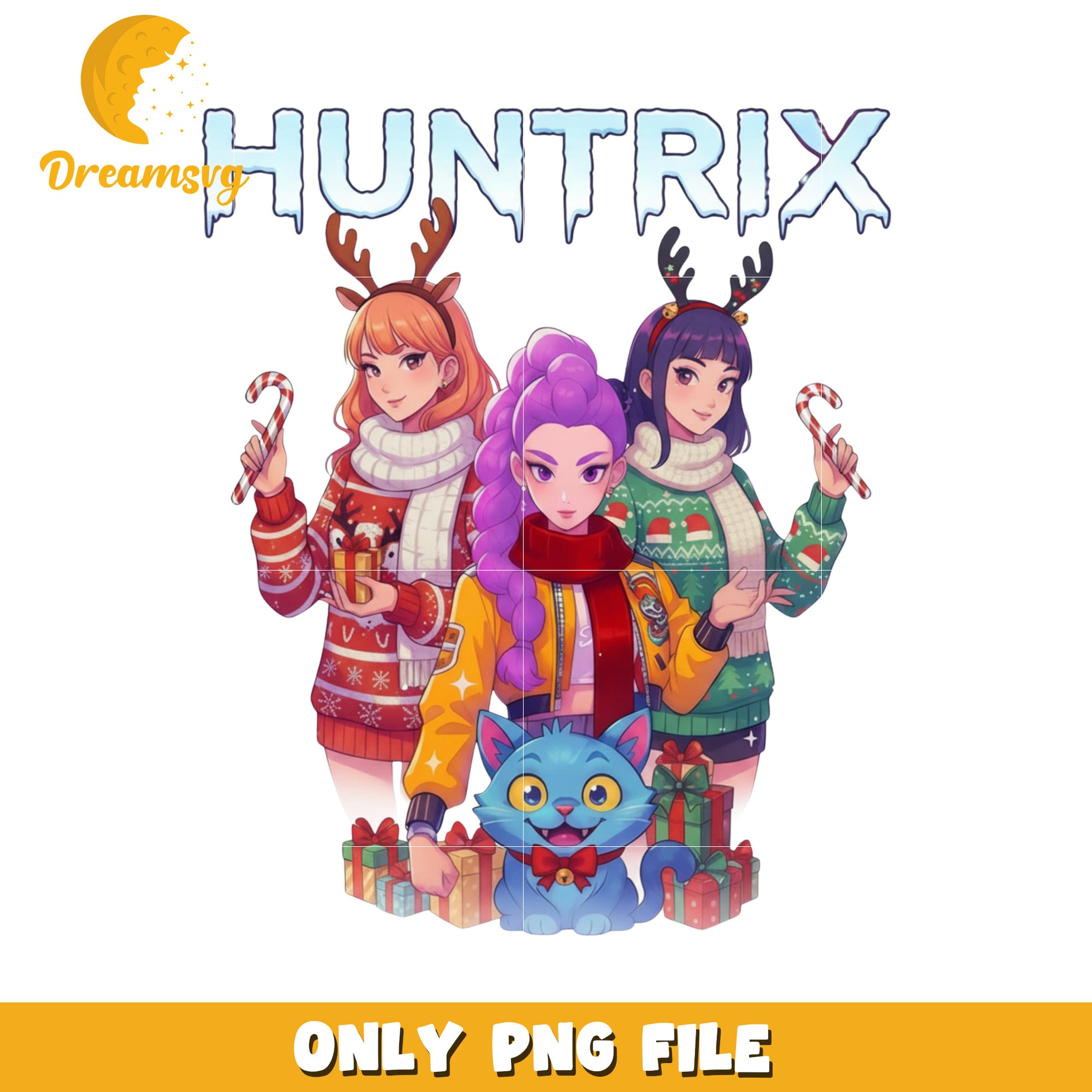 Christmas huntrix png, christmas sweater​ png, korean cartoon png