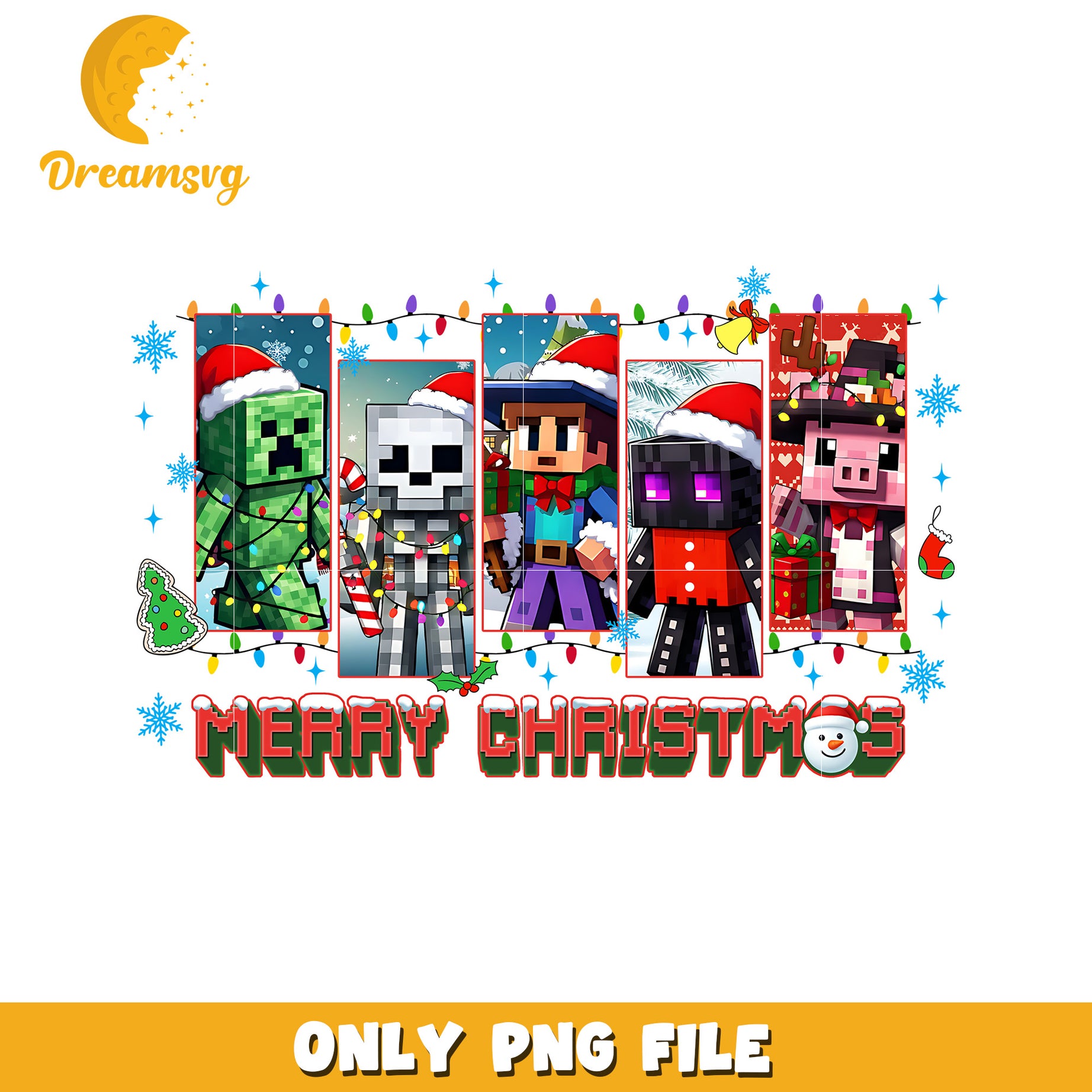 Christmas minecraft png, christmas tree png, christmas lights png