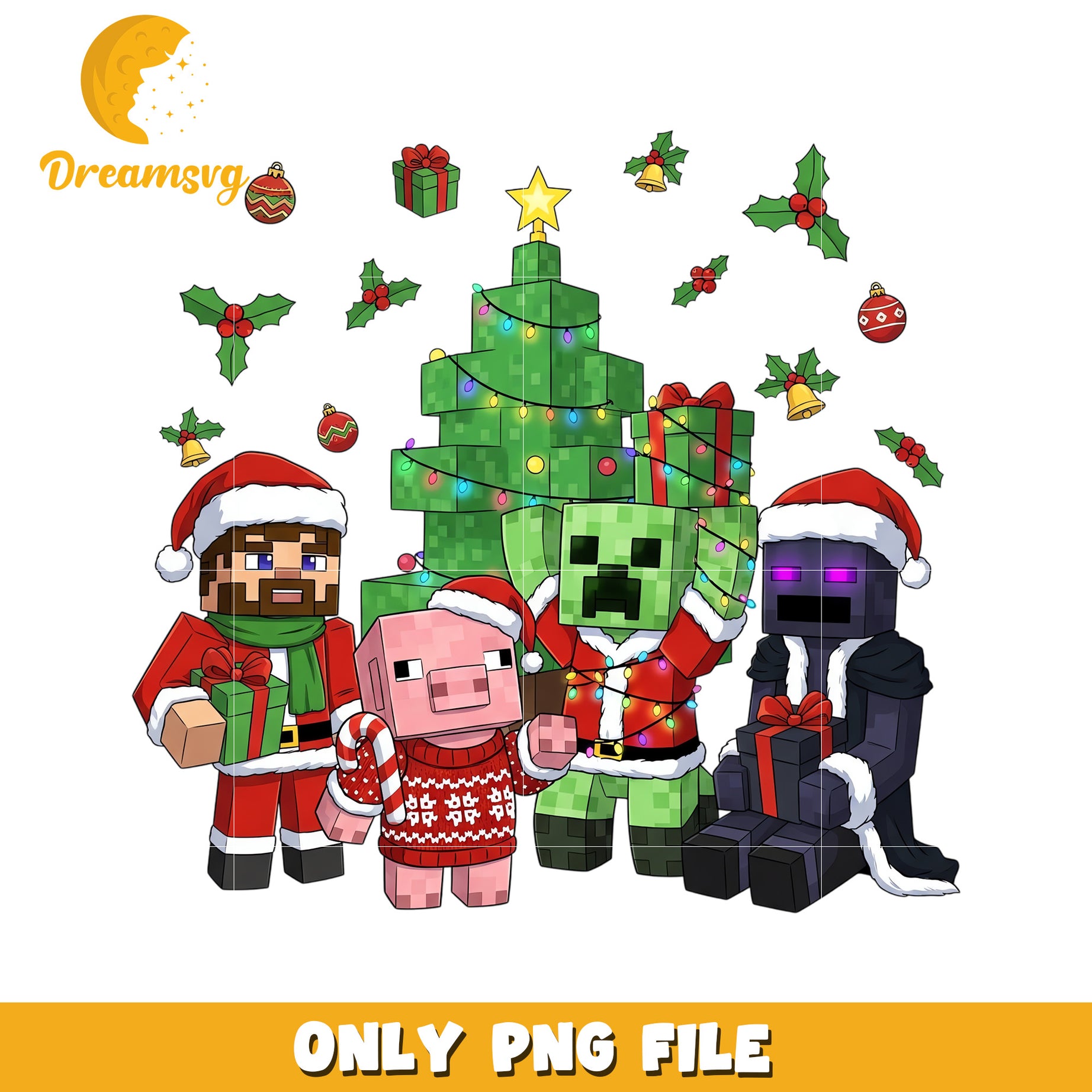Christmas minecraft png, spirit christmas png, merry christmas​ png