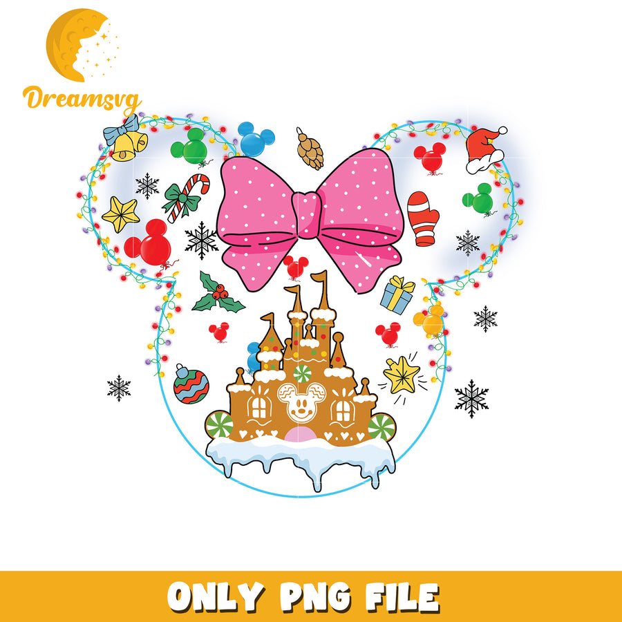 Christmas minnie disneyland png, disney night png, winter sparkle png