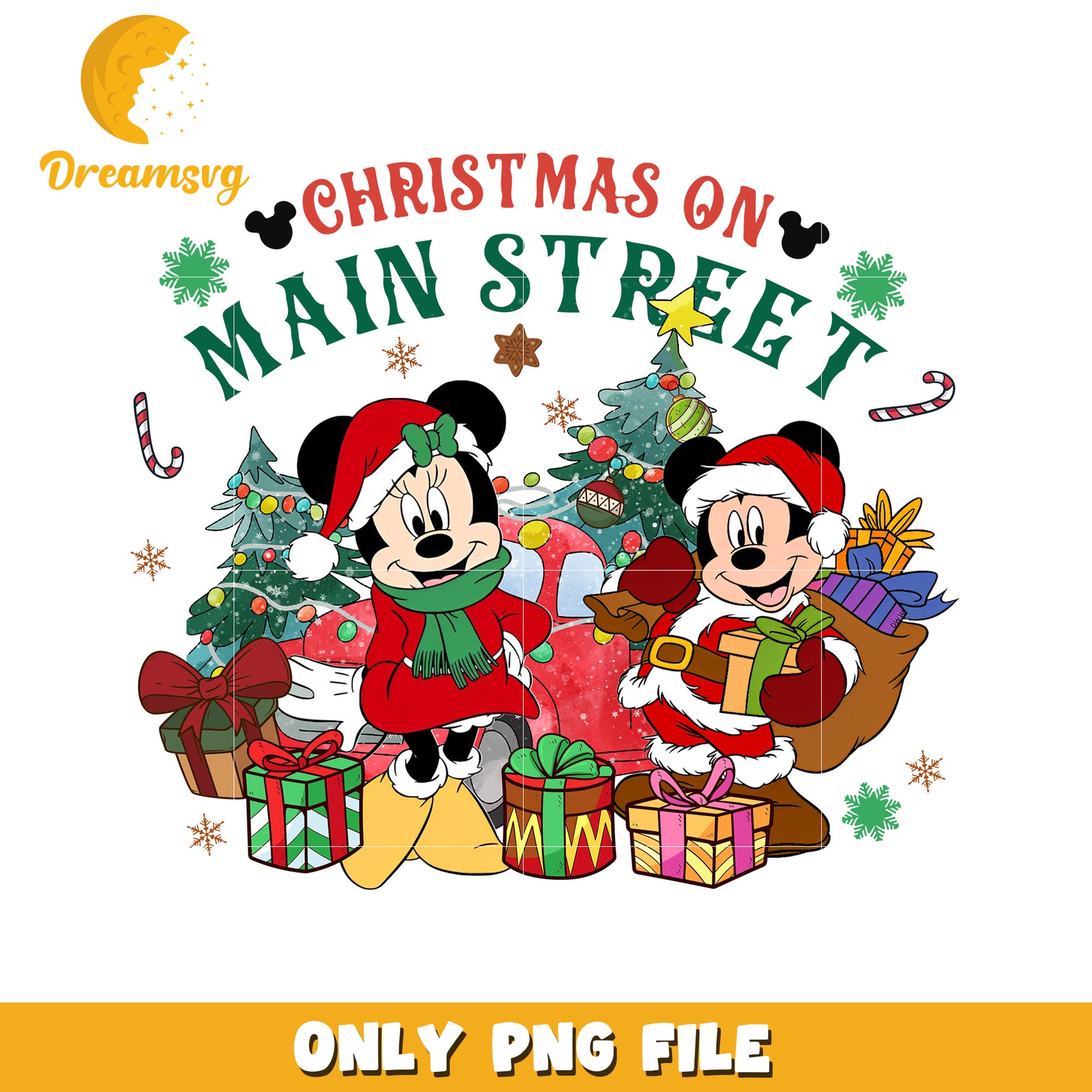 Christmas on street png, festive disney png, winter wonderland png
