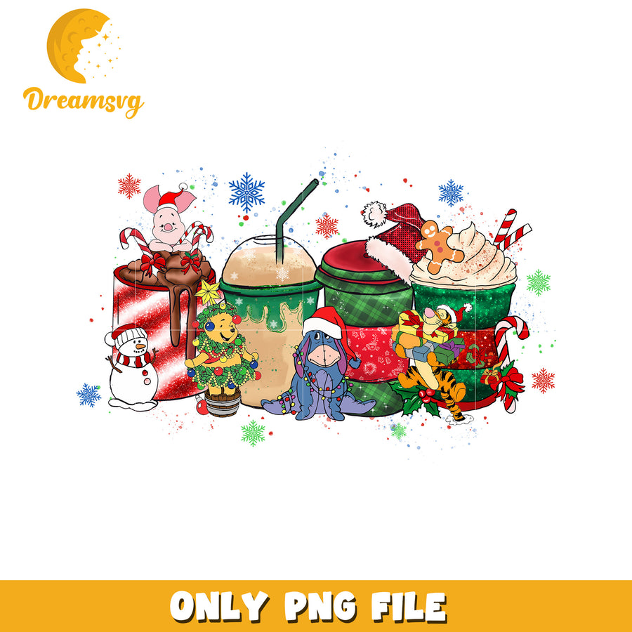 Christmas pooh png, disney christmas art png, disney festive mood png