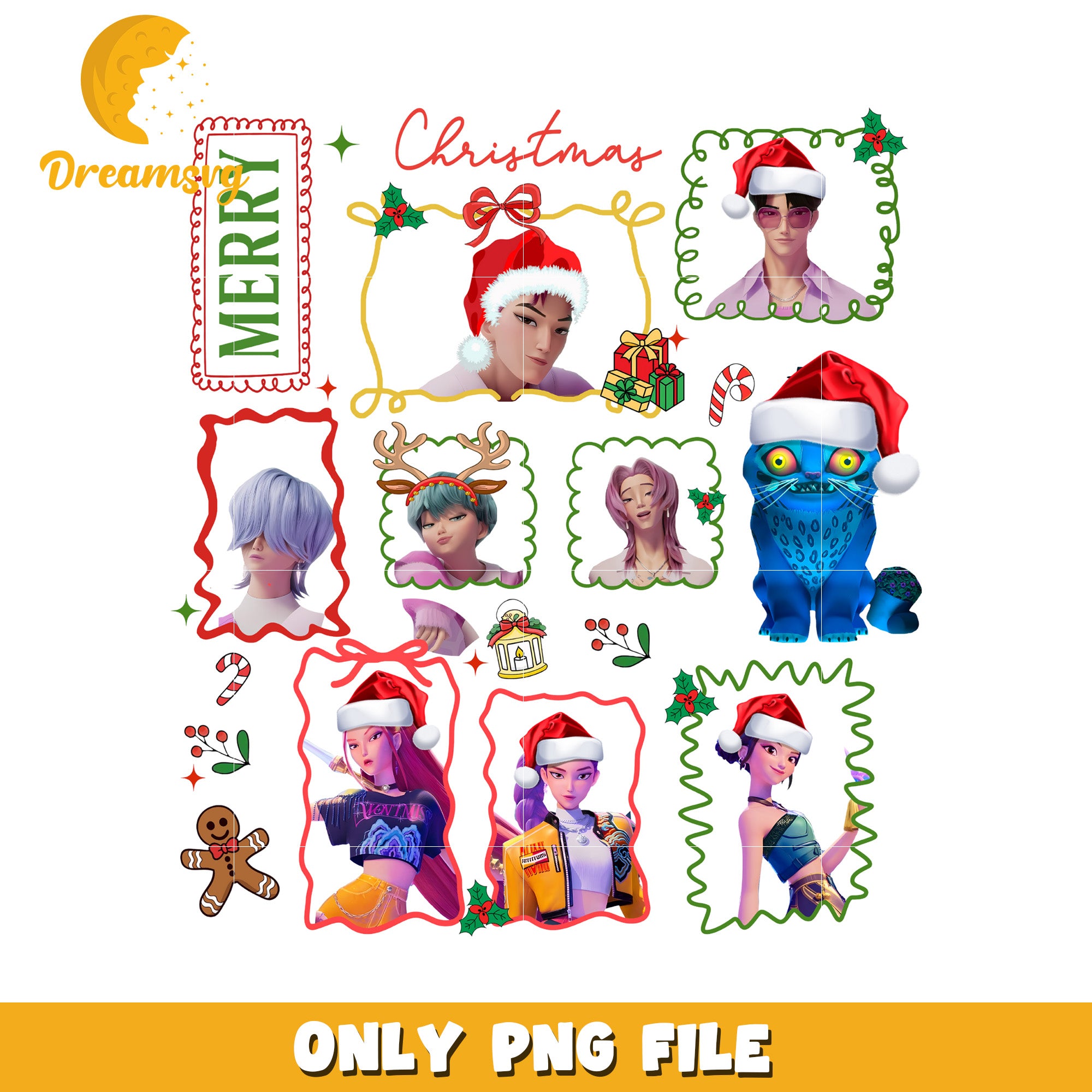 Christmas saja boys png, korean cartoon png, christmas sweater​ png