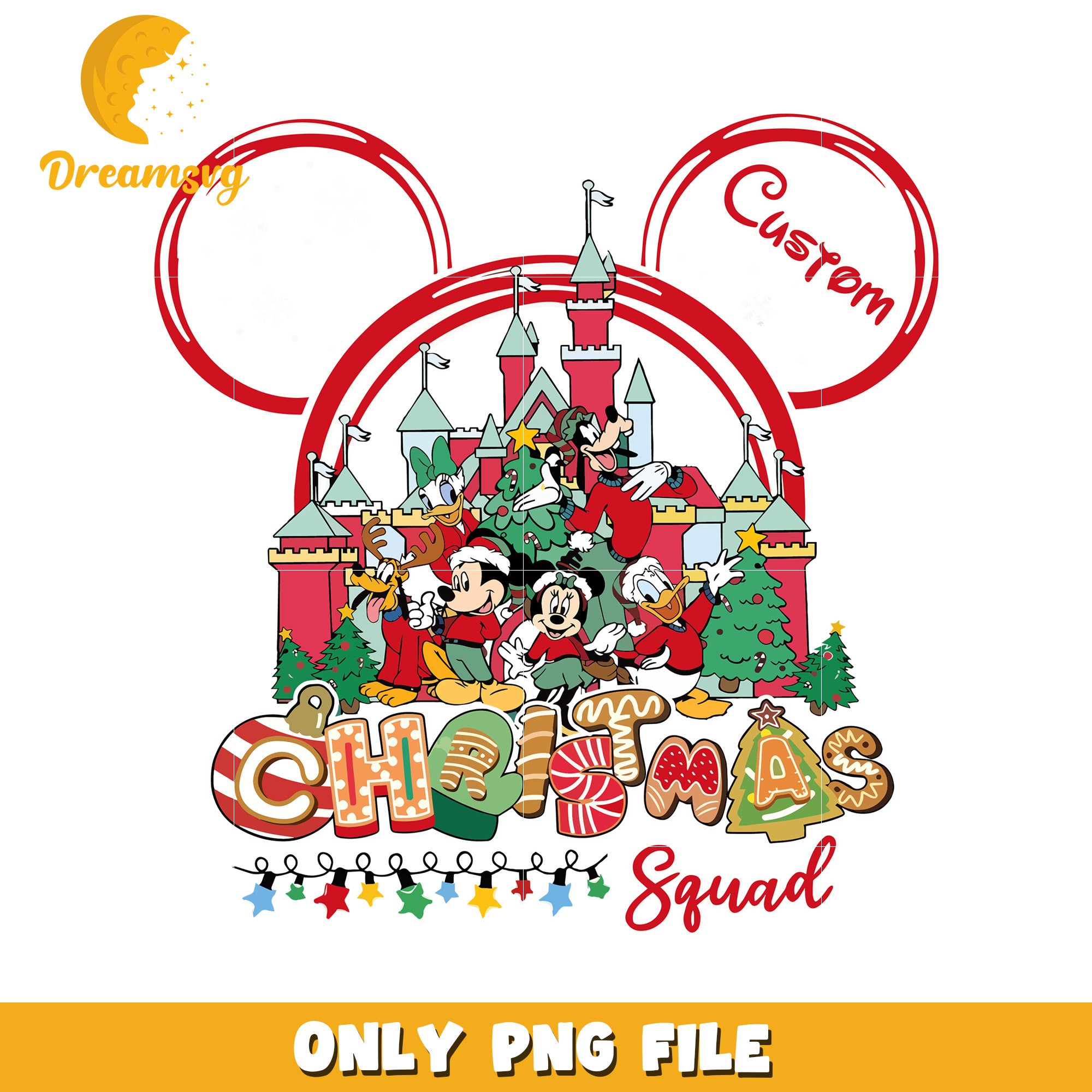 Christmas squad design png, christmas cartoon png, disneyland christmas  png