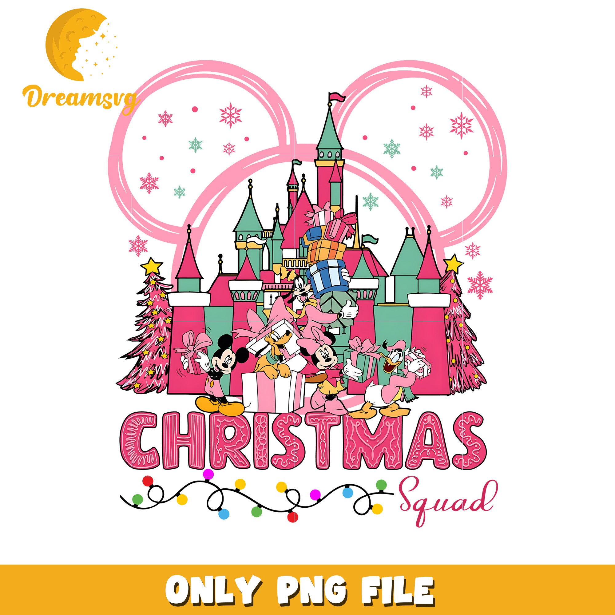 Christmas squad png, pink disney png, christmas png