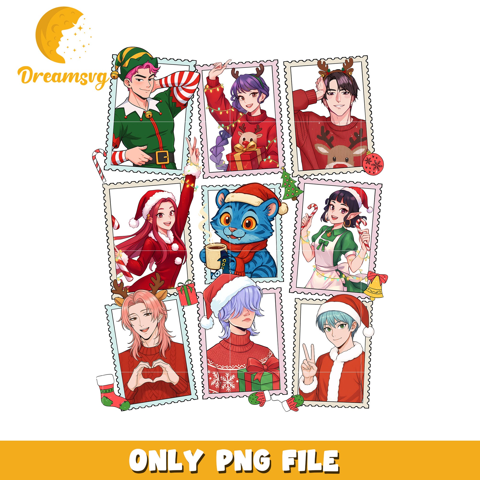 Christmas stamp png, christmas png, demon hunter png