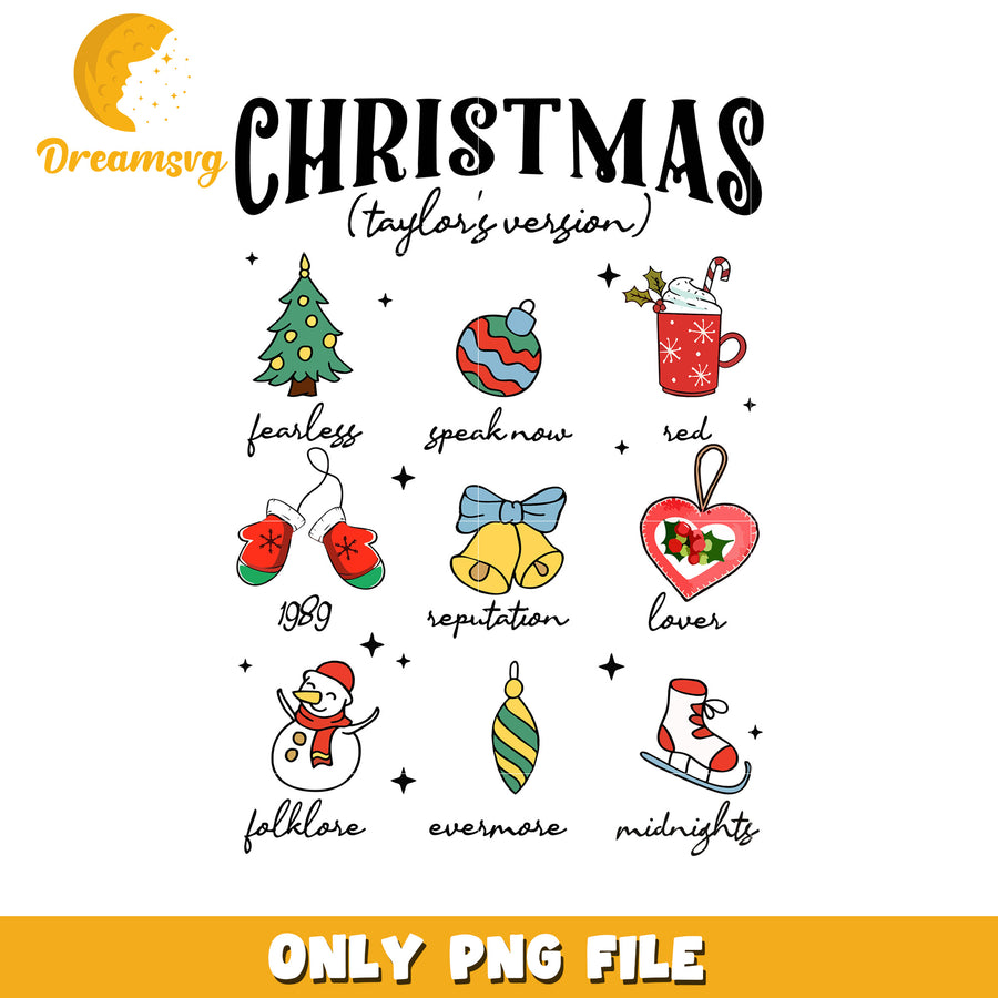 Christmas symbol design png, christmas taylor's version png