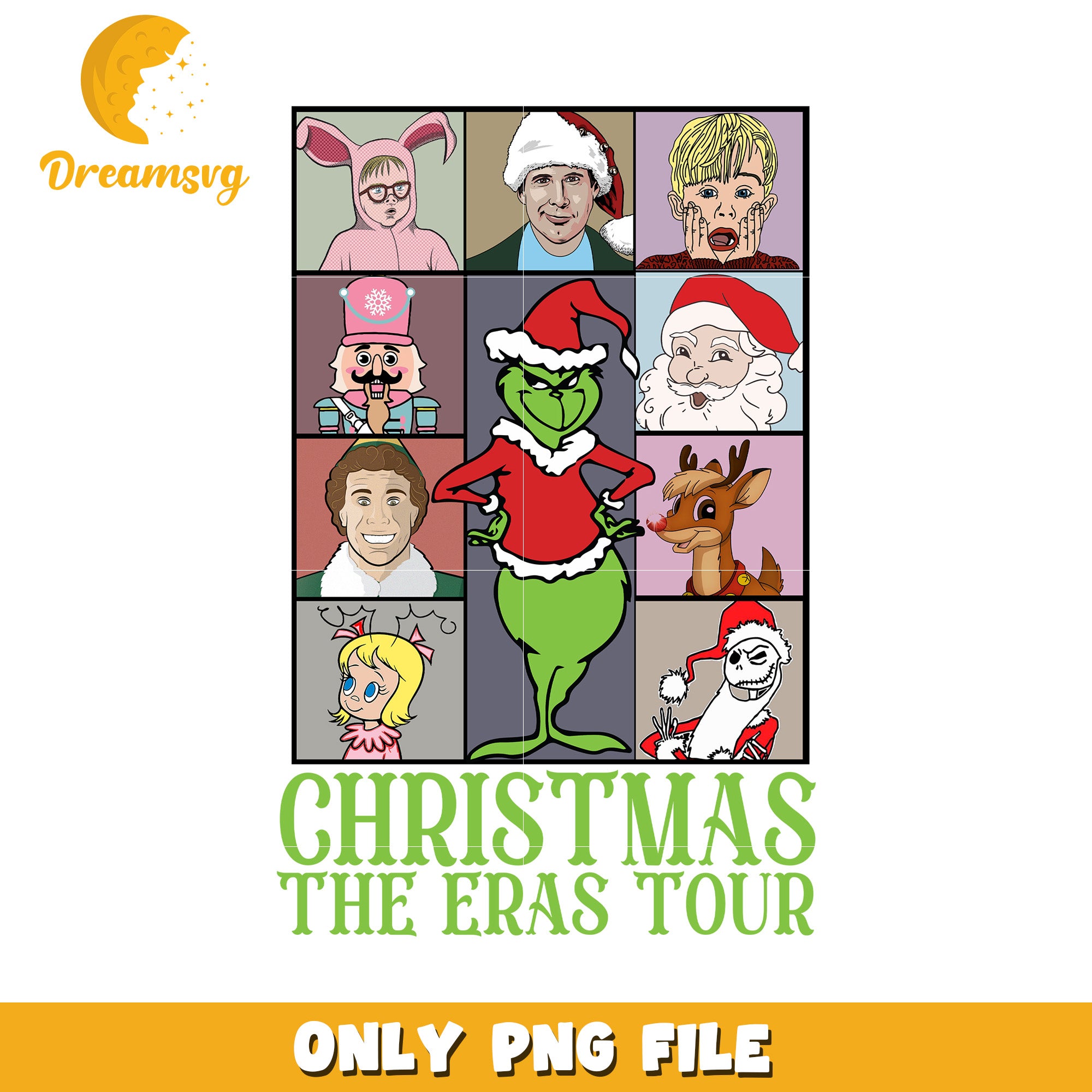 Christmas the eras tour png, white christmas png, grinch face png