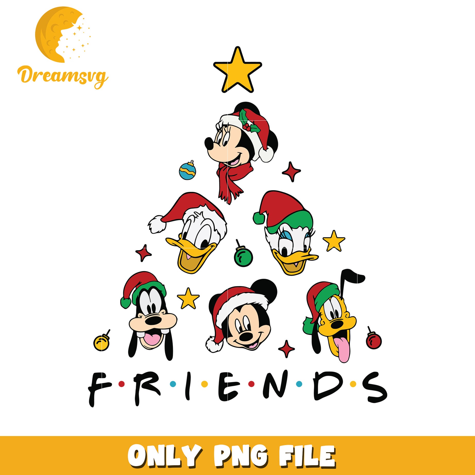 Christmas tree friends png, christmas mickey png, disney characters png