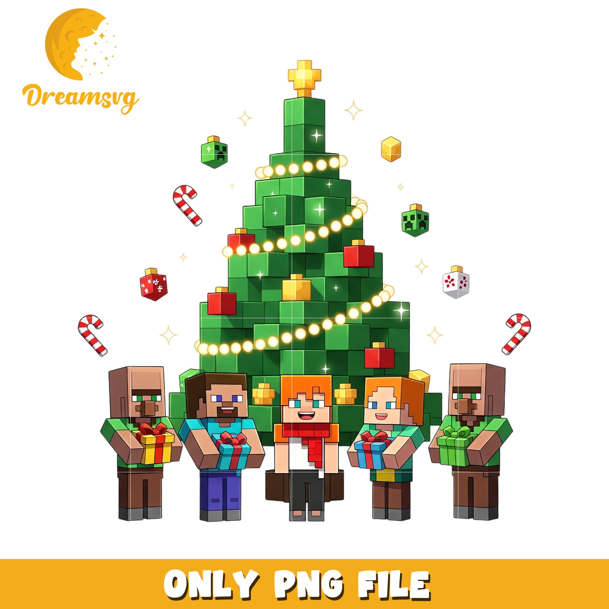 Christmas tree png, christmas gift​​ png, minecraft christmas​ png