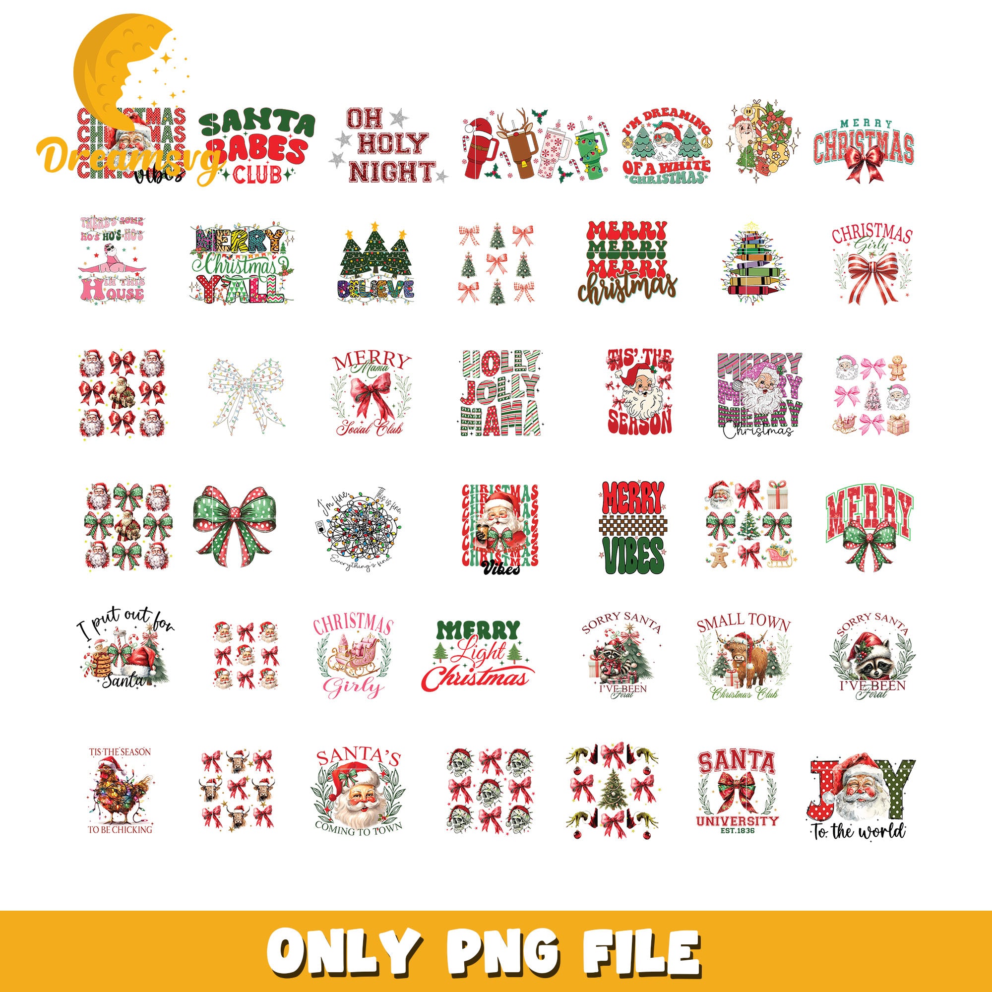 Christmas girly design bundle png, christmas vibes png, christmas santa​ png