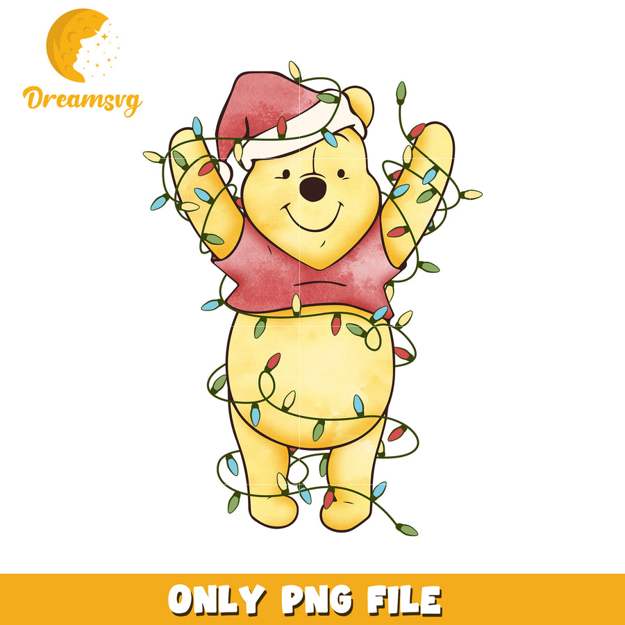 Christmas winnie the pooh png, disney night png, winter sparkle png