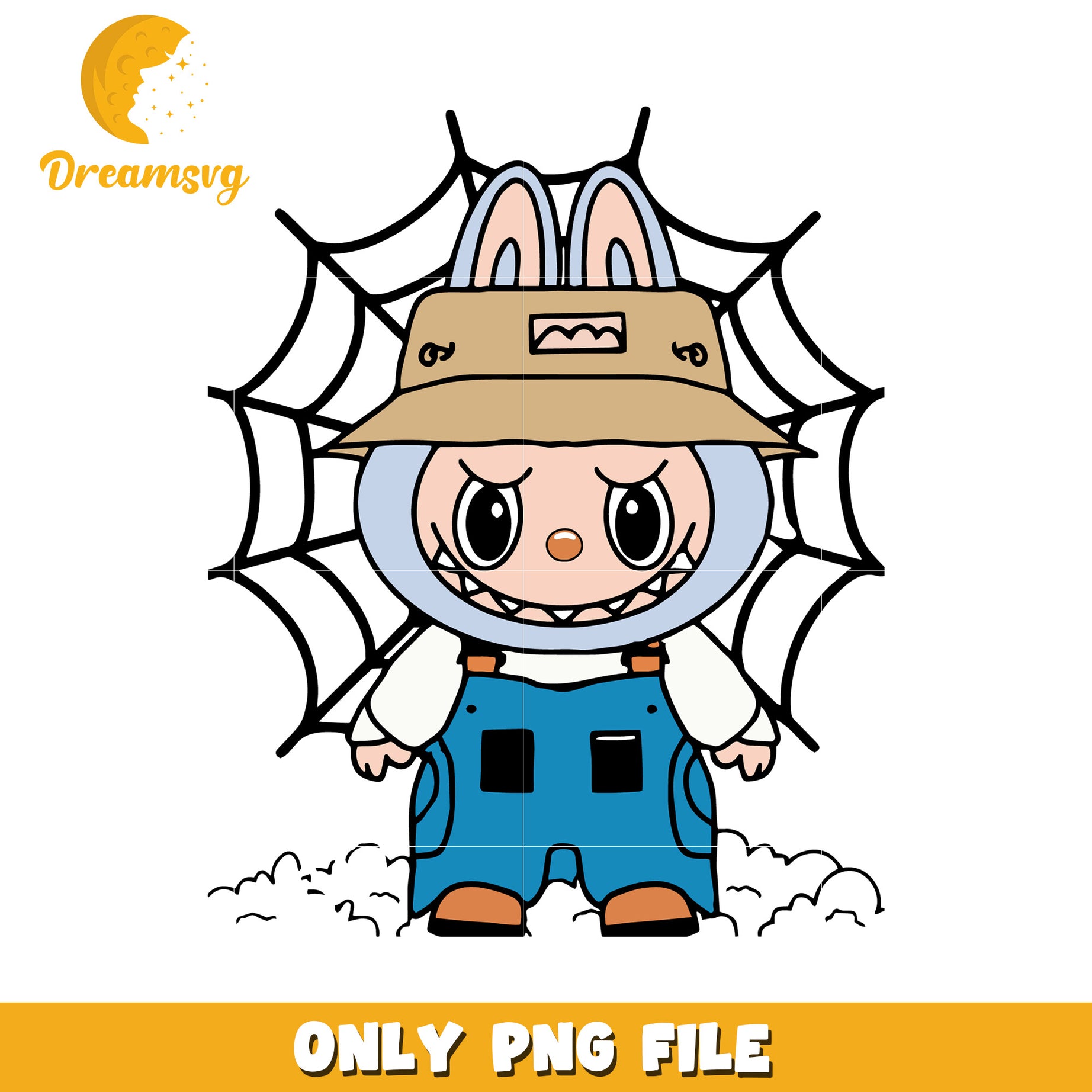 Chrysanthmum labubu design png, halloween labubu png, halloween pumpkin png