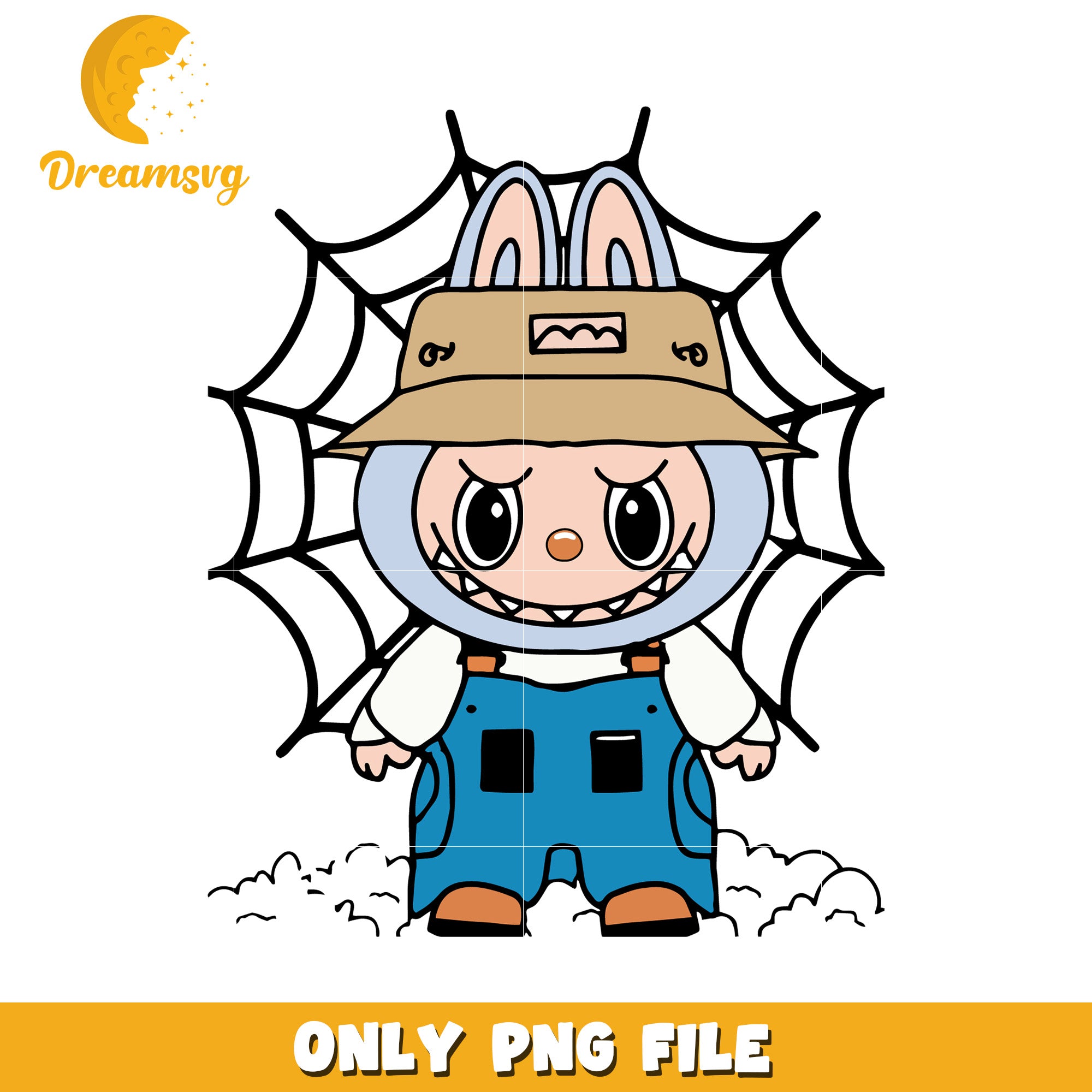 Chrysanthmum labubu design png, halloween labubu png, halloween pumpkin png