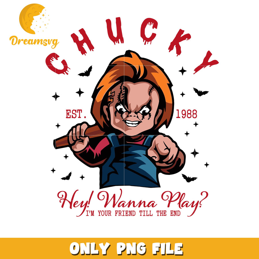 Chucky hey wanna play halloween png, Horror movies killers png